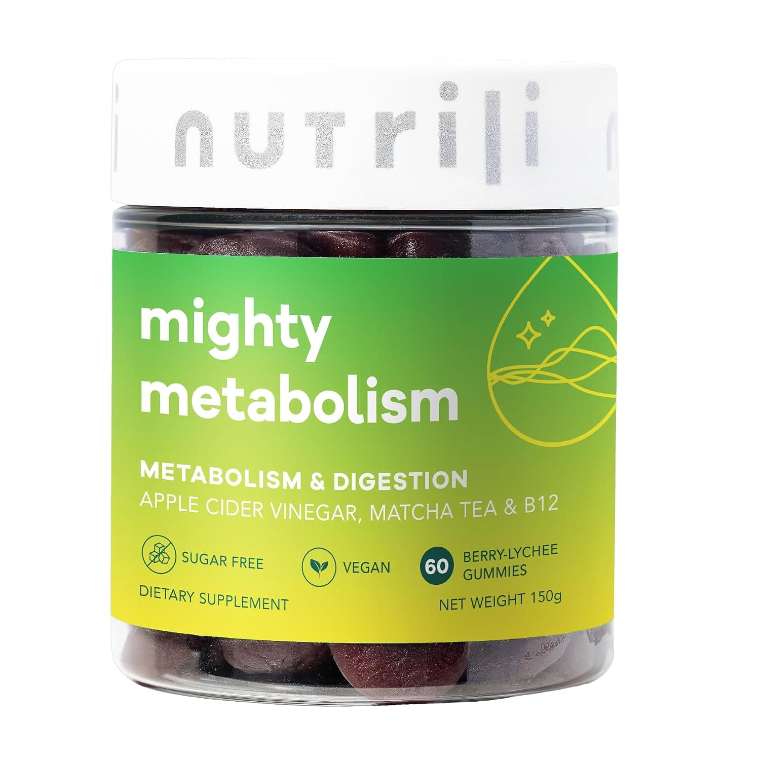 Nutrili Mighty Sugar Free Gummies (1 Month) | Apple Cider Vinegar, Matcha Tea & Vitamin B12