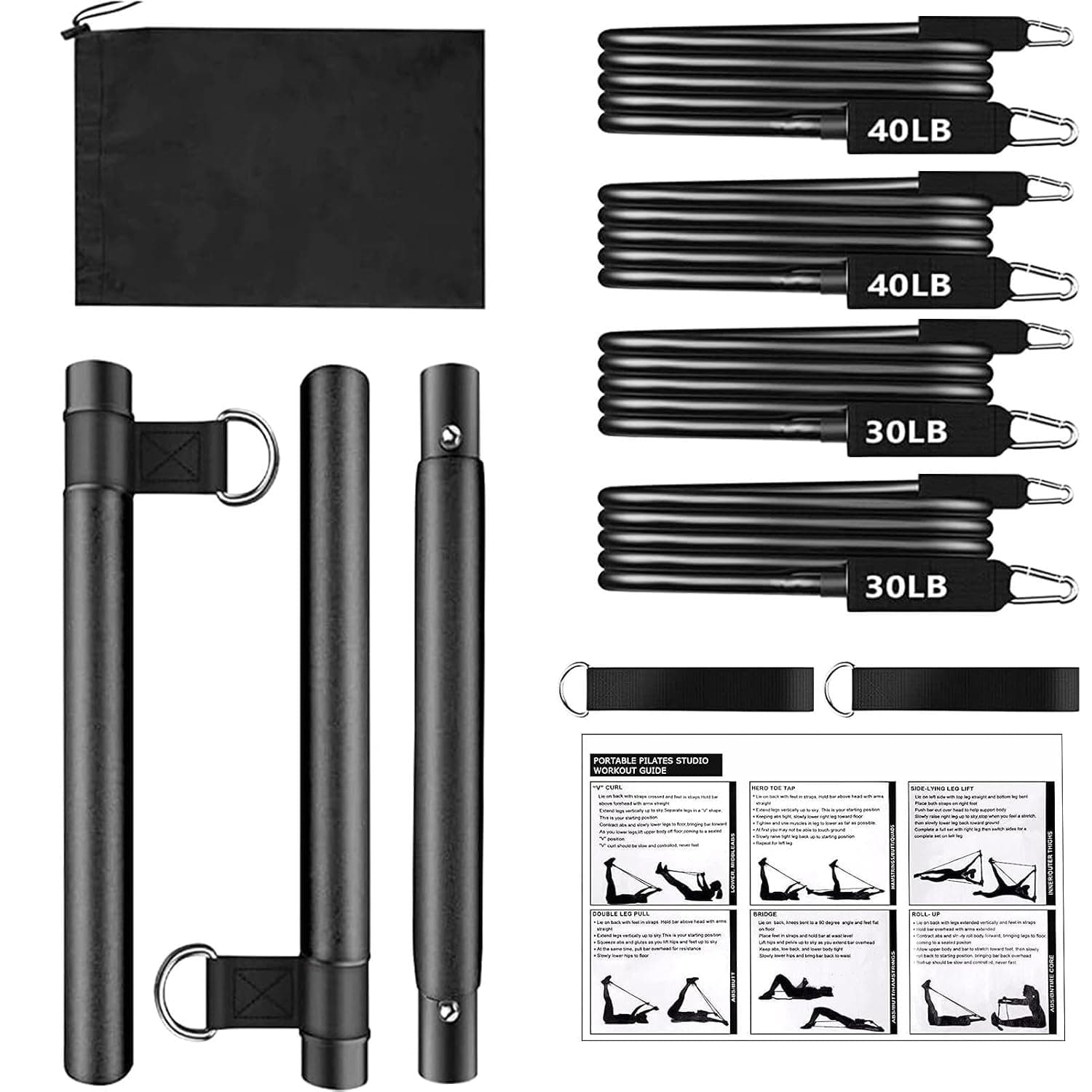 Pilates Bar Kit, Multifunctional Adjustable Workout Equipment Enhancer, Yoga Pilates Bar Kit, for Muscular Strength Legs Butt Hip Waist Arm Training Women Men
