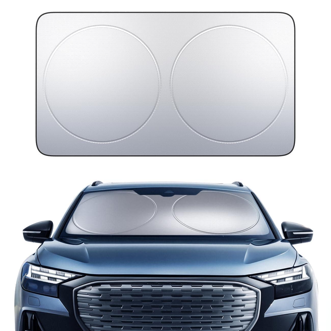 Lamicall Car Windshield Sun Shade – [64"L x 34"W] 4-Layer Reflective 240T Sun & UV Reflective Windshield Cover Sun Shade | Easy Install, FoldableWindshield Cover for Medium Sedan, SUV