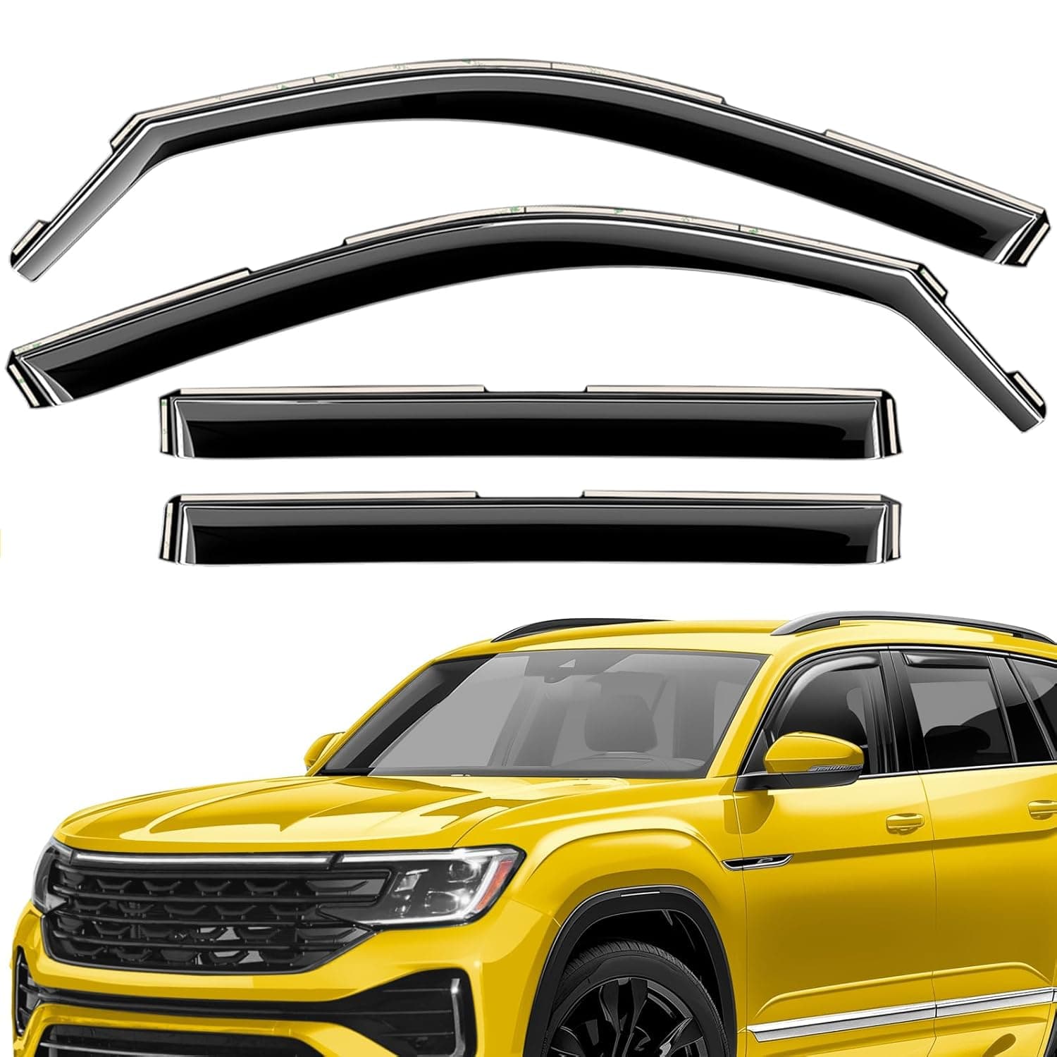 Extra Durable Window Deflectors in-Channel Window Visors Rain Guards Fit for Volkswagen (VW) Atlas 2018-2025, Sun Visors, Wind VentVisors, Vent Shades, Exterior Car Accessories - 4 pcs. AG0295