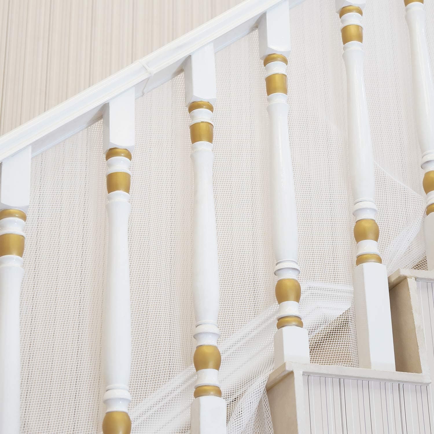 Baby Safety Stair Railing Net Baby Proofing Stair Balcony Banister Rail Guard Child Safety Stair Protection Safe Rail Indoor Outdoor 3m/6m L x 78cm H, White (6m length × 78cm height)