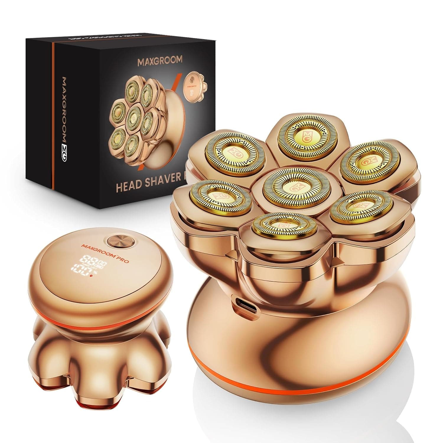 MAXGROOM® PRO 7D Electric Head Shaver for Bald Men – Cordless Waterproof Razor with Titanium Blades, Dual-Speed Powerful Motor, Magnetic Detachable Head, Easy to Clean