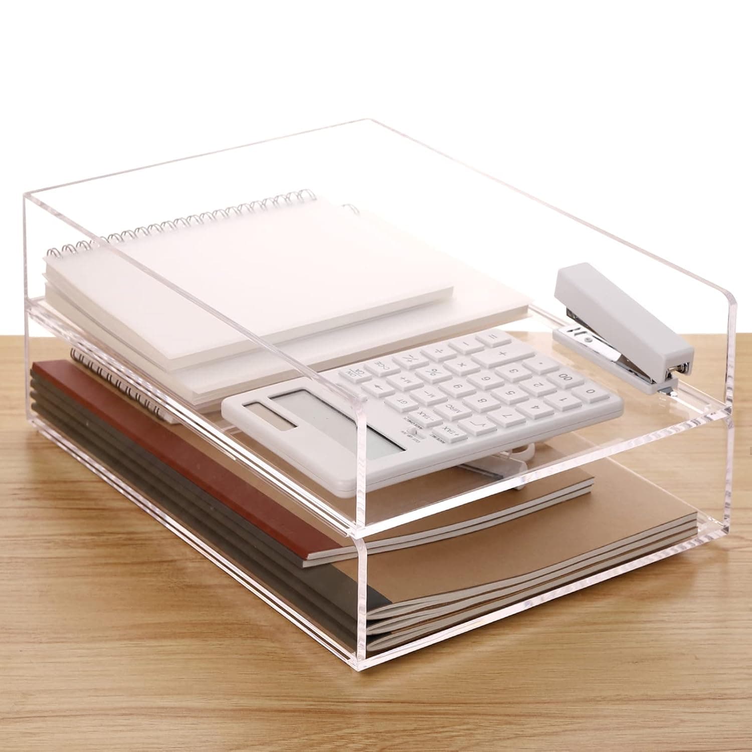 Letter Tray, Clear Acrylic Paper Tray, School Teacher Office Supplies Organization, Stackable Desk File Organizer, Classroom Decor and Accessories-2 Pack