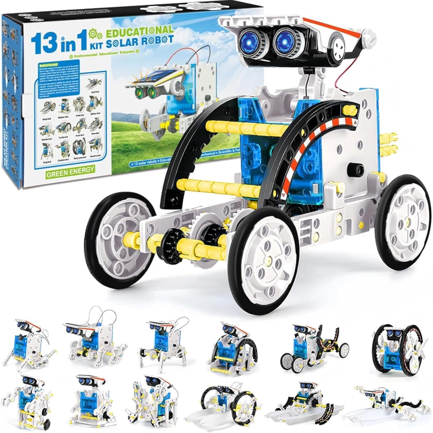 13-in-1 Electric Robot Kit, DIY Solar Power Building Kit, Educational STEM Science Toy, Robotic Set Toys Gift for Boys Girls 8-12 Years Old