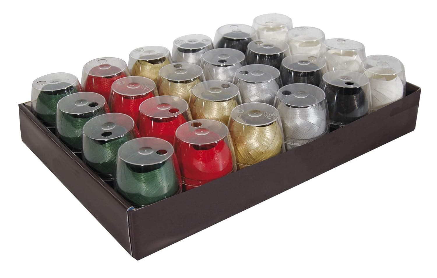 Clairefontaine - Ref 613099C - Matt Counter Ribbon Roll (Pack of 24 Reels) - 7mm x 10m Length Roll, Polypropylene - Suitable for Gift Wrapping & Crafting - Christmas Assorted Colours
