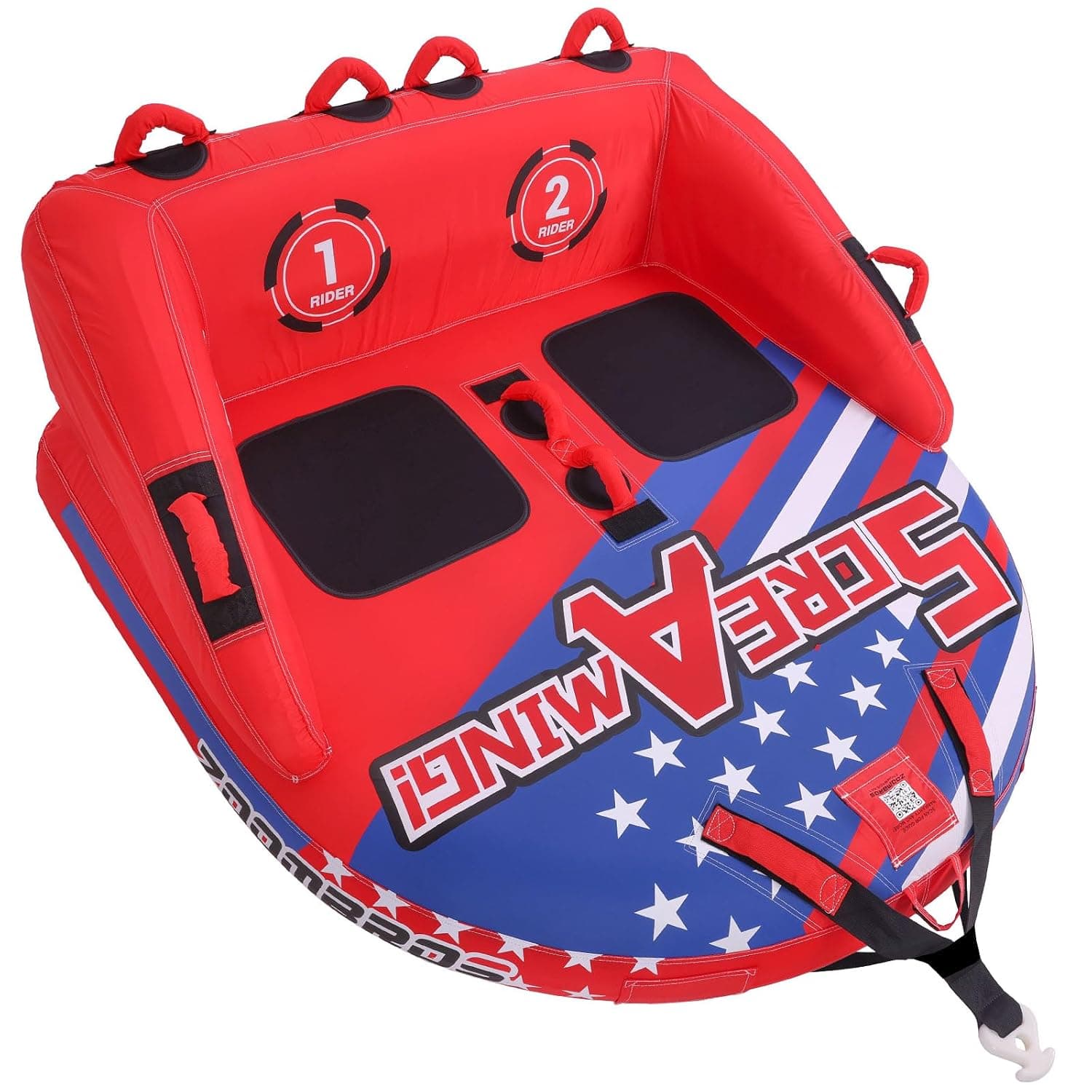 ZOOMBROS Towable Tubes for Boating 2-3 Person, Front/Back Tow Points Sofa Style Boat Tubes and Towables, Holds 340-510 lbs Large Capacity, Premium Nylon Cover for Adults