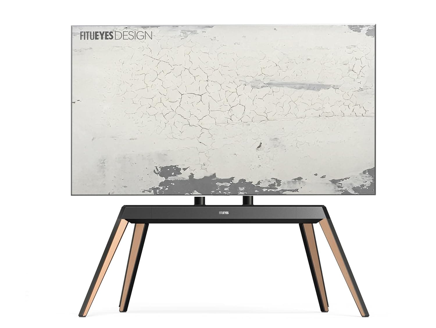 FITUEYES Design Modern TV Stand for 65 70 75 88 inch TV, Floor TV Stand with Cable Management, Easel Television Stands for LCD/LED Flat Curved Screens Wood Iron Furniture, Picasso Series