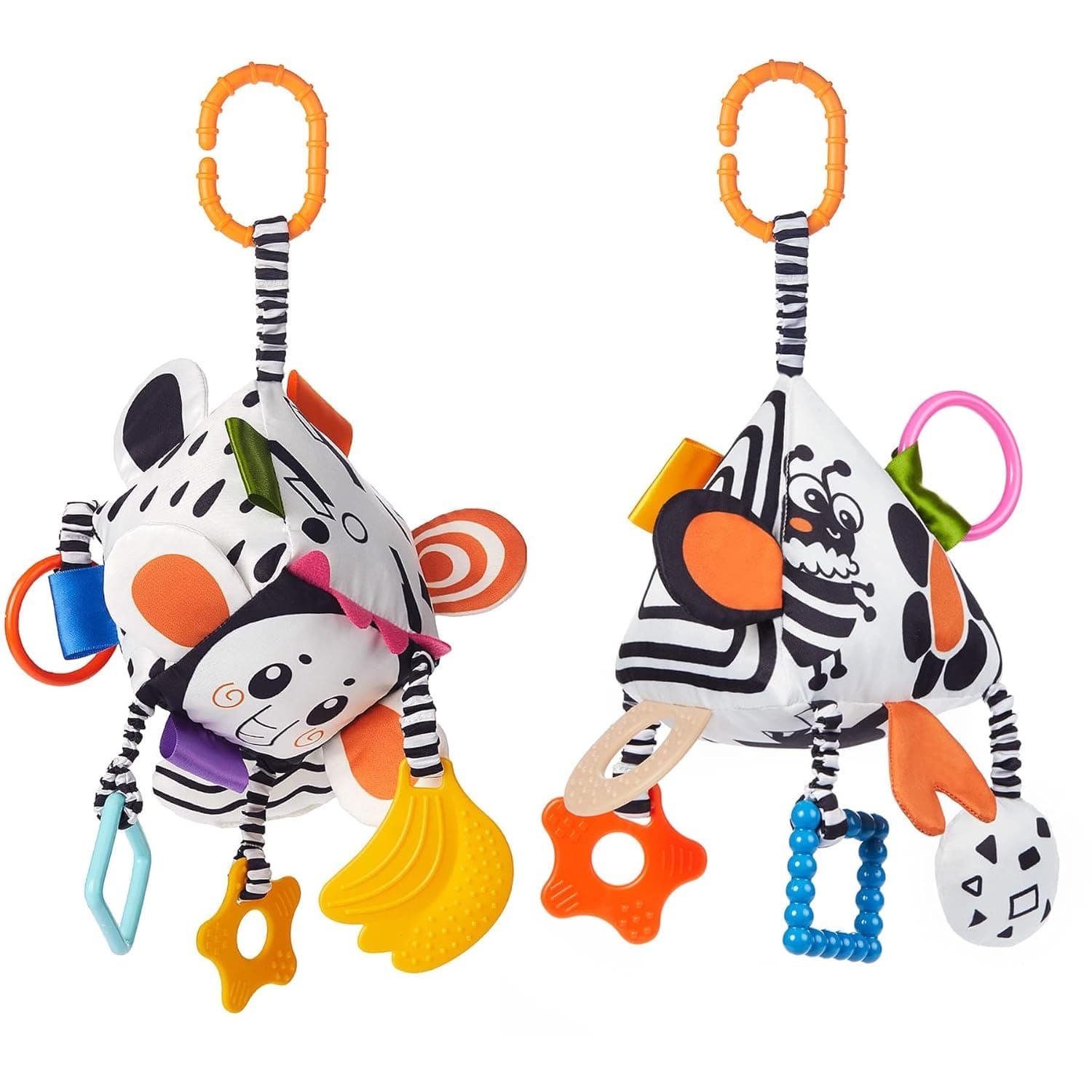 TUMAMA Baby Soft Hanging Rattle High Contrast Toys,Black and White Infant Toys 0-3 Months for Newborn,Baby Hanging Stroller Toy for Toddlers,Soft Sensory Rattles Toys Gift with Wind Chime