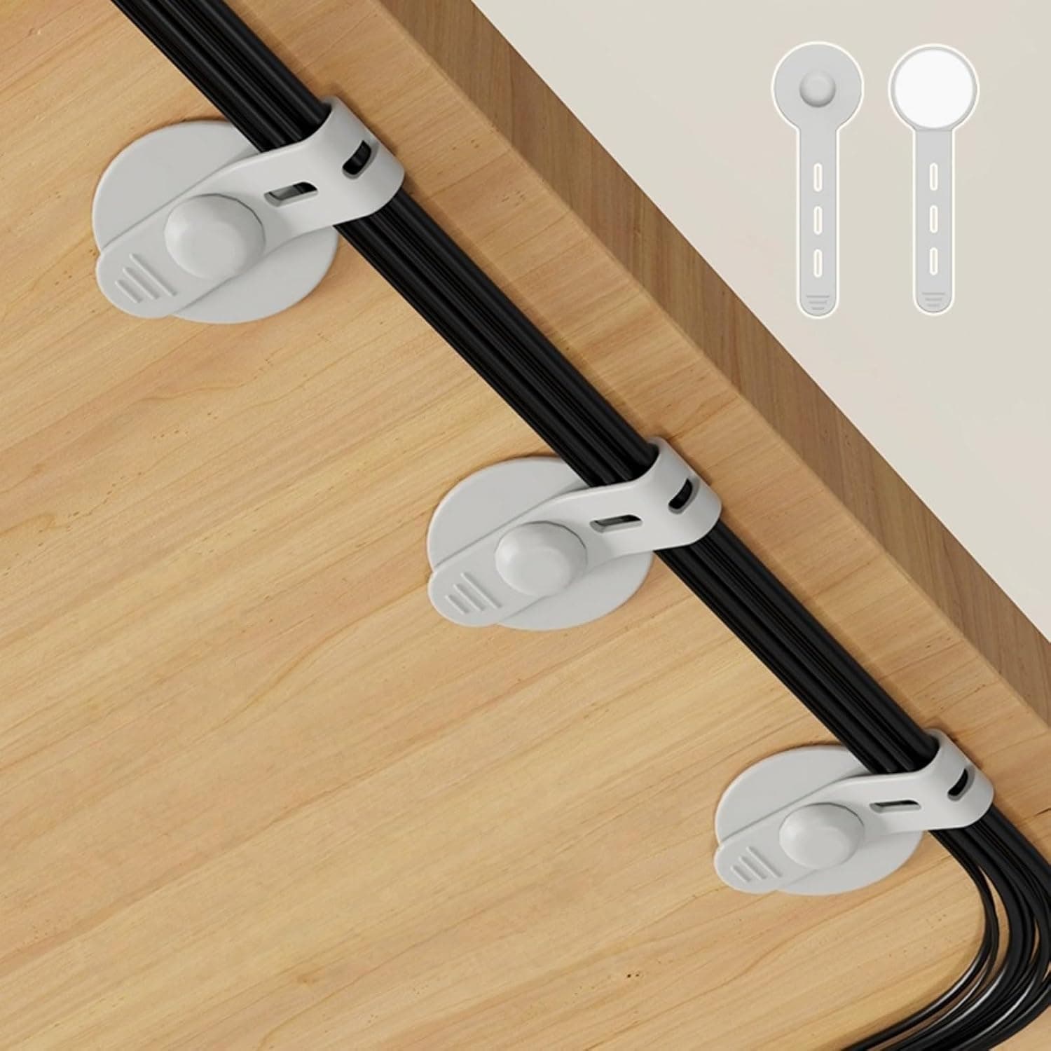 15PCS Adjustable Silicone Cable Management Clips, Self-Adhesive Wire Organizer Holder, Cord Clips for Multiple Cables, Cable Organizer for Home Office Desk, Gray