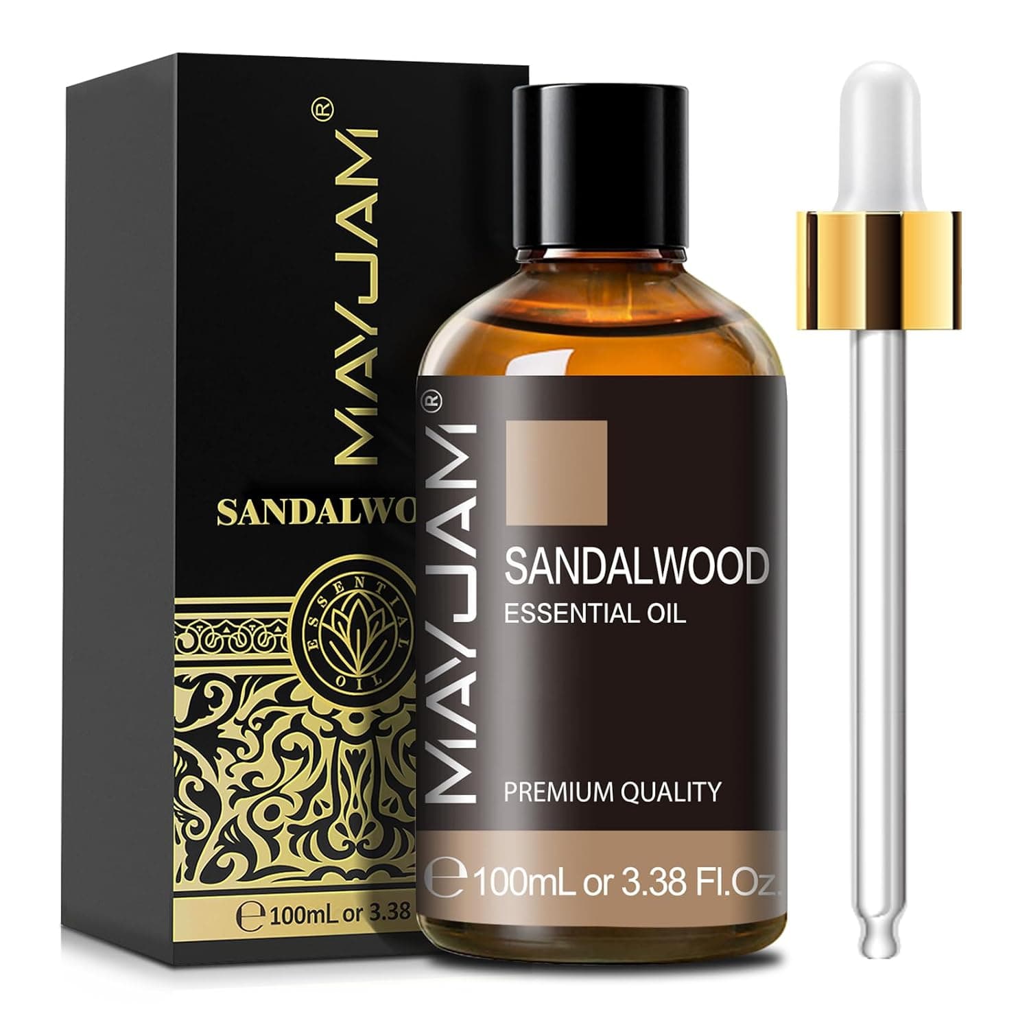 MAYJAM Sandalwood Essential Oil, 3.38FL.OZ Pure Essential Oils by , Large Volume Sandalwood Oil, Perfect for Aromatherapy Diffuser, Great for DIY Candle and Soap Making | Long Lasting Woody Scent Aromatherapy Oils, Sandalwood Oil for Skin, Ideal for Home Office Yoga Use