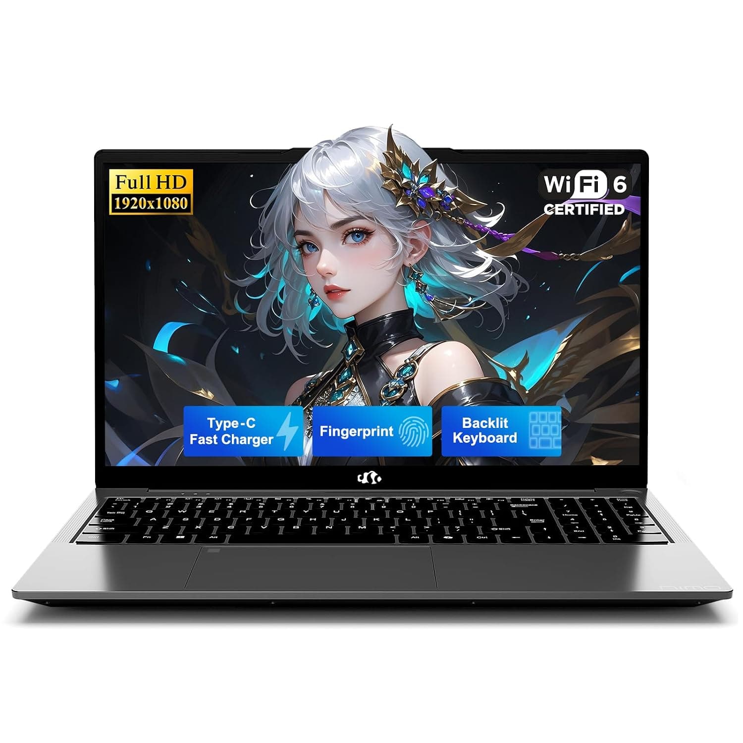 NIMO 15.6" Laptop: Power & Reliability for Student & Office, Ryzen 5 (Up to 3.7GHz), 16GB RAM 512GB SSD, Fast 65W Type-C Charging, Fingerprint, Backlit KB, 2-Year Warranty for Peace of Mind
