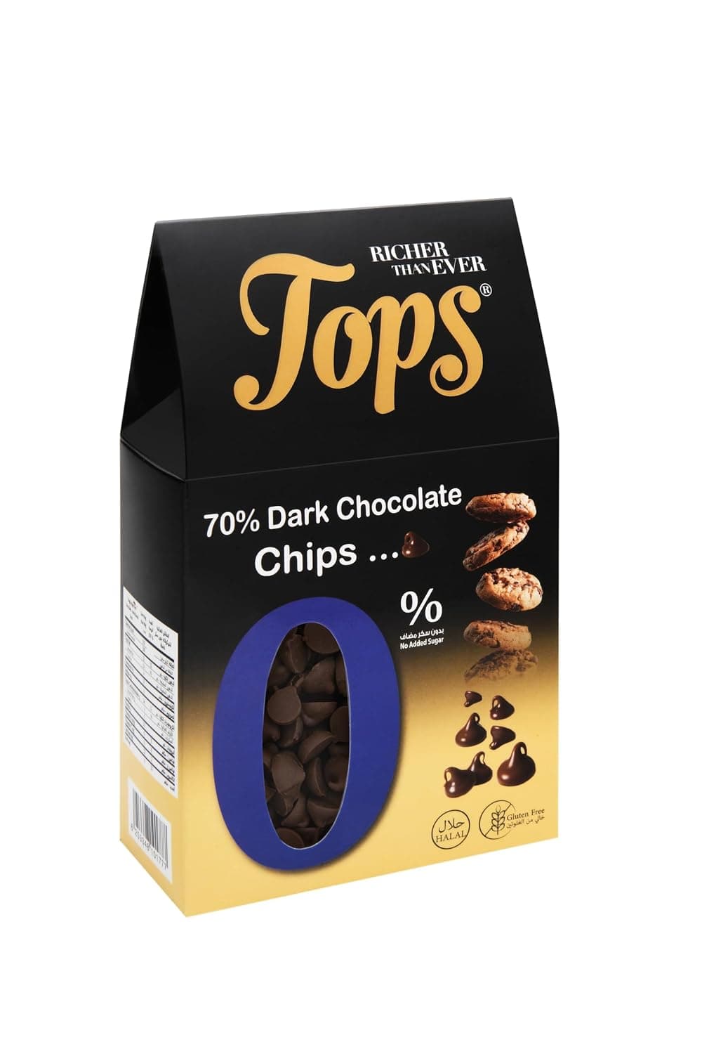 Tops Sugar-Free Dark Chocolate Chips – 175G | No Added Sugar, Keto-Friendly, Rich & Intense Chocolate For Baking & Snacking