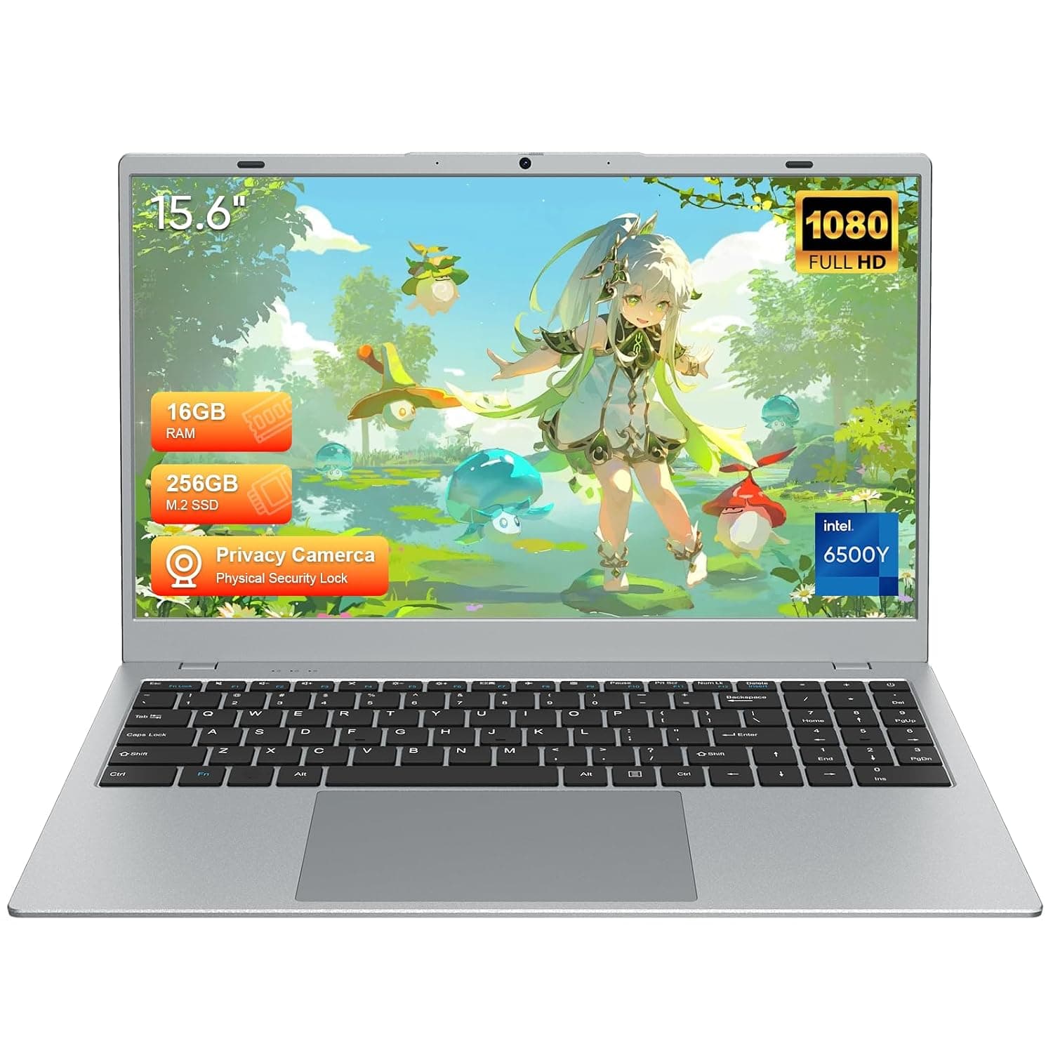 15.6" Full HD Laptop with 16GB RAM 256GB SSD,Laptop Computer, Dual-core 6500Y Processor Up to 3.4GHz,WiFi5,USB-C, Poratable Business and Student Laptops,Sliver