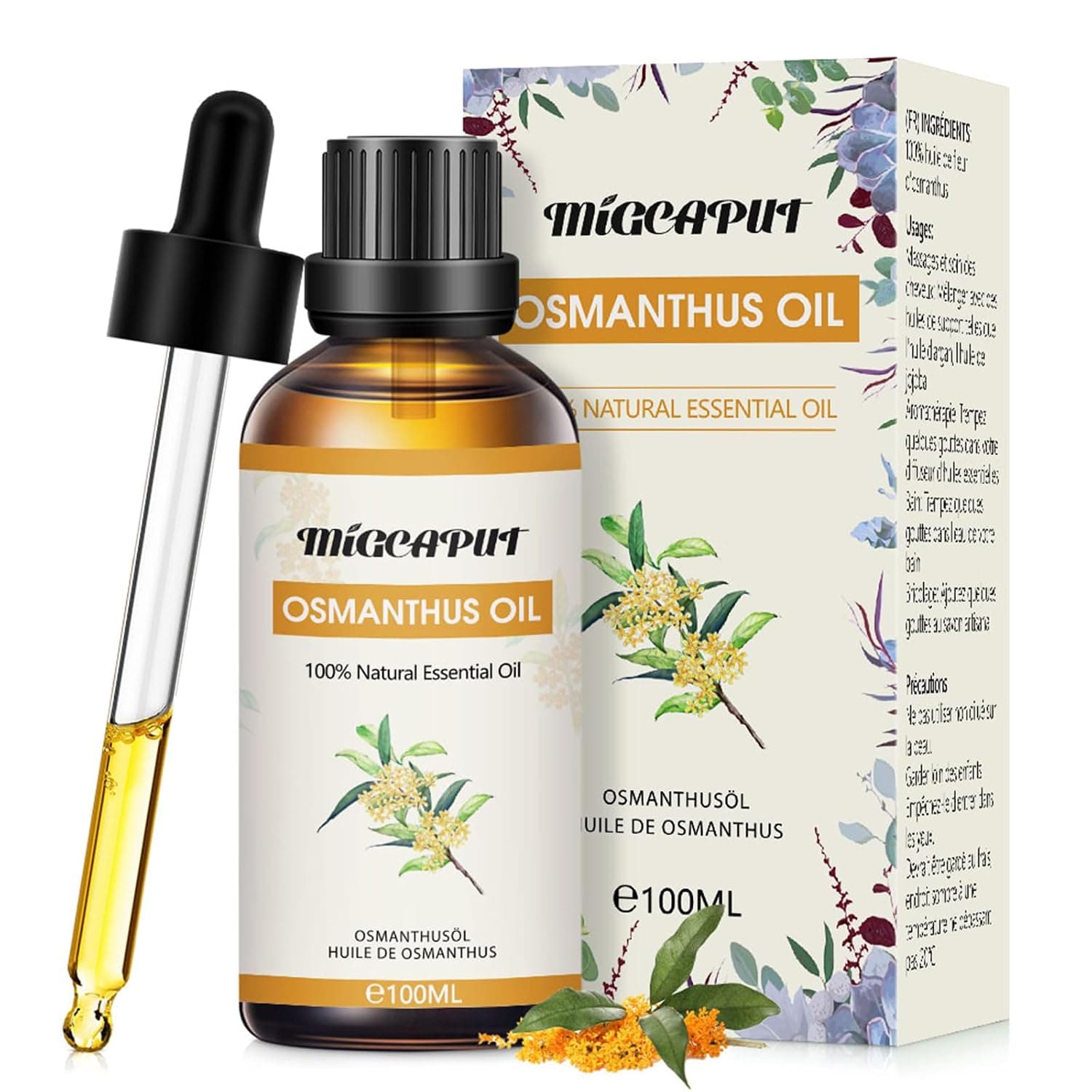 Migcaput Osmanthus Essential Oils 100 ml, Natural Pure Fragrance Oils Essential Oils for Diffuser, Humidifier, Aromatherapy, Relaxing, Skin Care, Candle Making