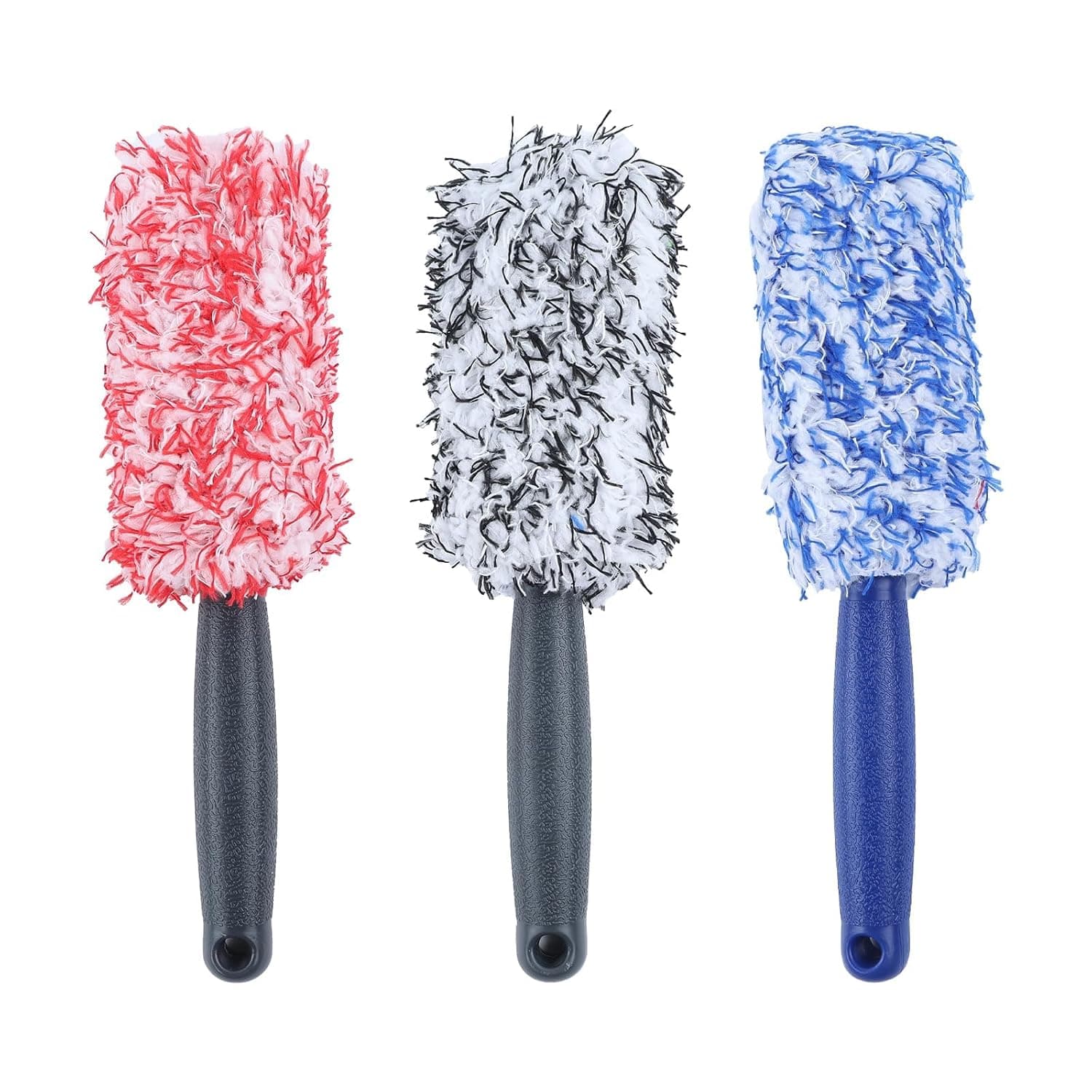 Car Wheel Cleaning Brushes, Microfibre Car Wash Brush, Car Wheel Brush, Soft Dense Alloy Wheel Cleaner Brush Suitable for Wheels and Rims of Cars/Motorcycles/Bicycles, 3 PCS
