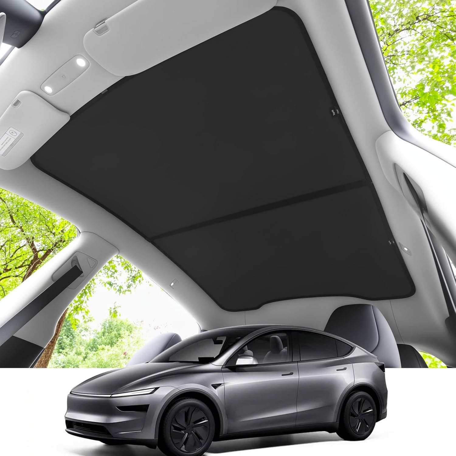 New Model Y Roof Sunshade Heat-Insulating, UV-Protective, Nano-Reflective Interior Accessories for Tesla Model Y 2025 (Juniper)