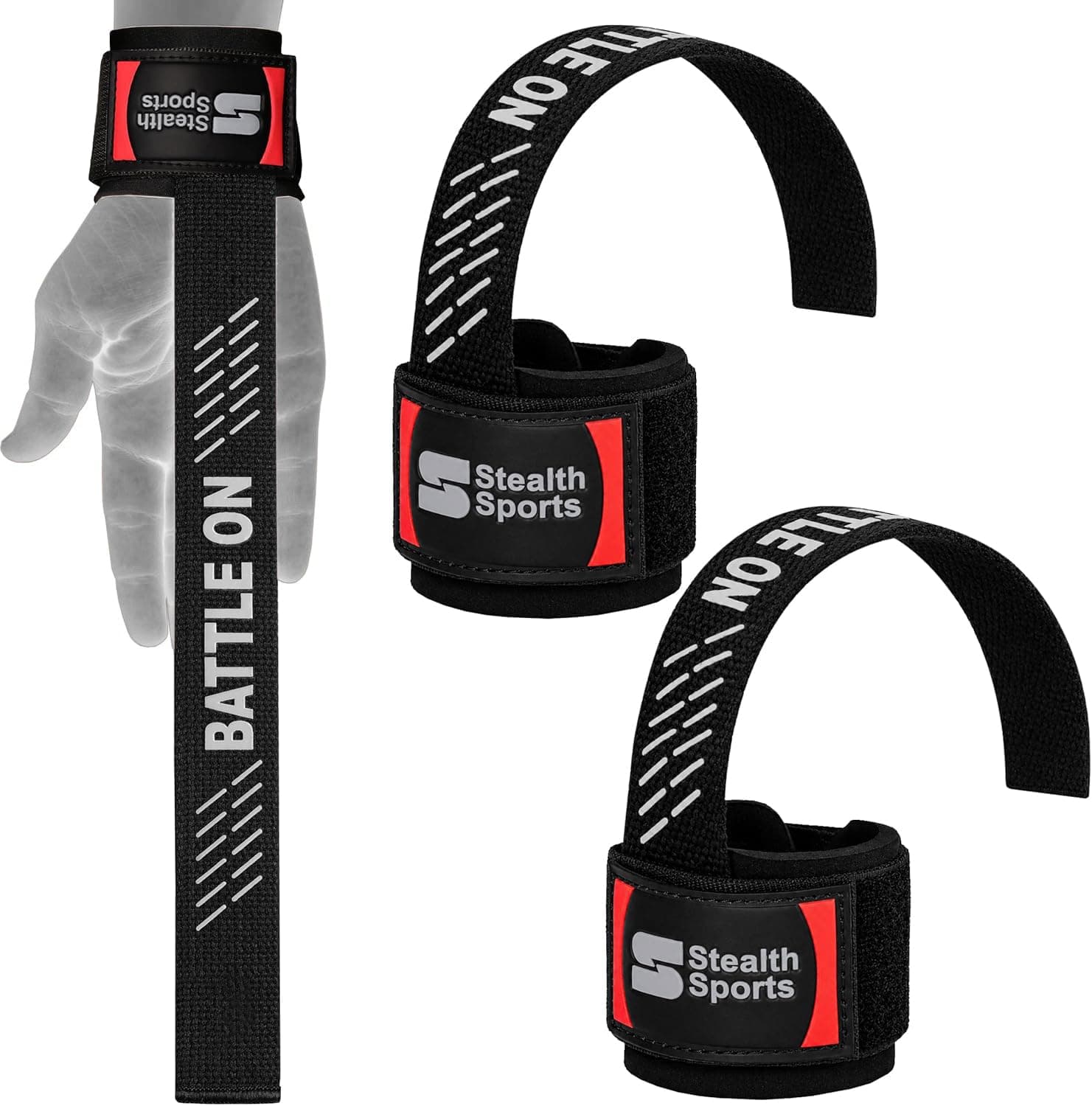 Stealth Sports Weight Lifting Straps with Wrist Support – Non Slip Gym Wrist Straps Wraps – 6MM Neoprene Padded Power Strap - Weightlifting Fitness Bodybuilding Workout –Deadlift