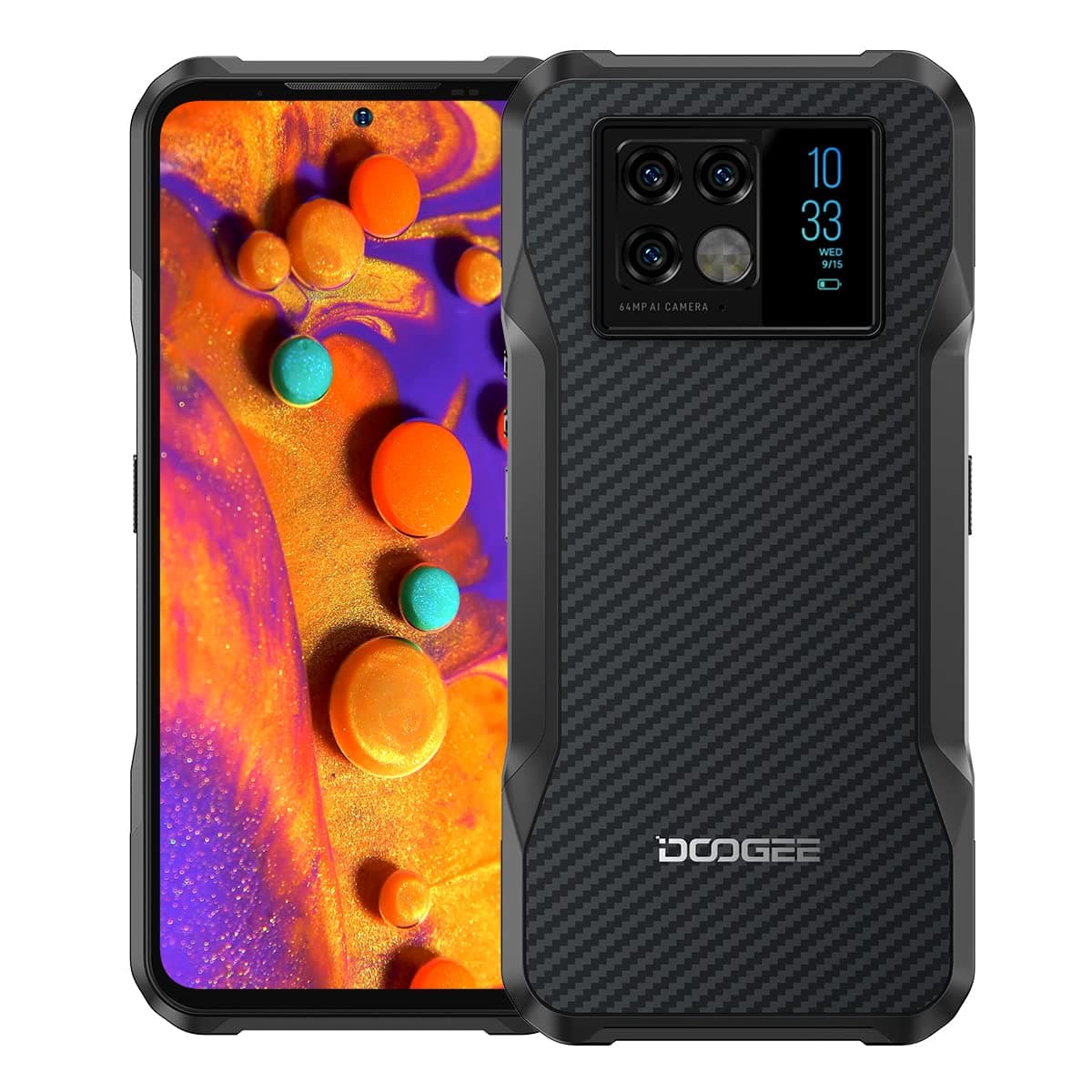 DOOGEE V20 5G Rugged Smartphone unlocked, 64MP + 20MP Camera with night vision, 6000mAh, 8GB + 256GB, Android 11 phone unlocked, IP68 waterproof, NFC (Black)