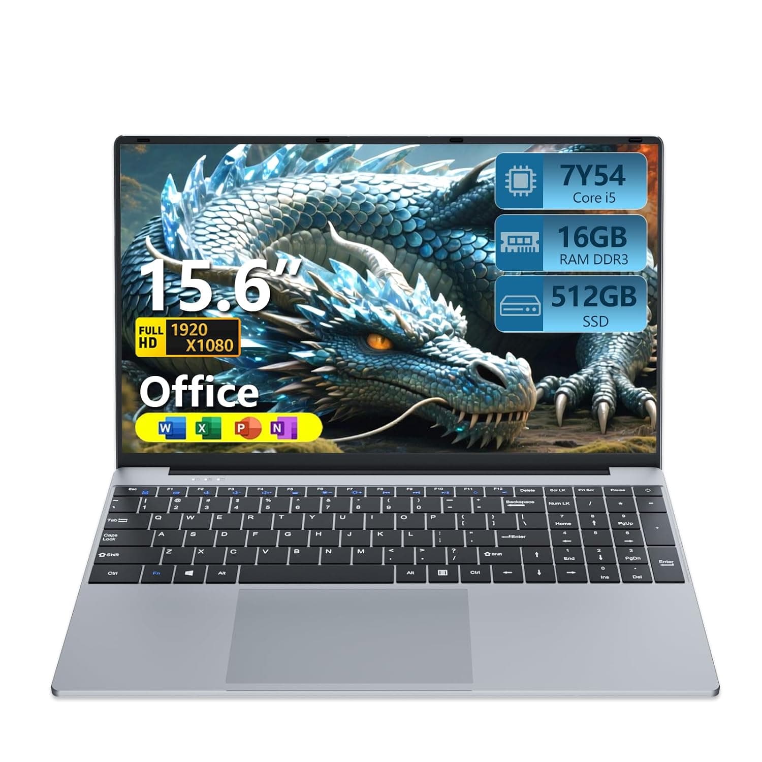 DUNHOO 15.6 inch Laptop with Core i5-7Y54 Processor Laptop Computer 16GB RAM 512GB SSD, 180°Open Lap Top, FHD 1920 * 1080, WiFi5, BT4.2, USB3.0, Backlit Keyboard Laptop for Business Office Student