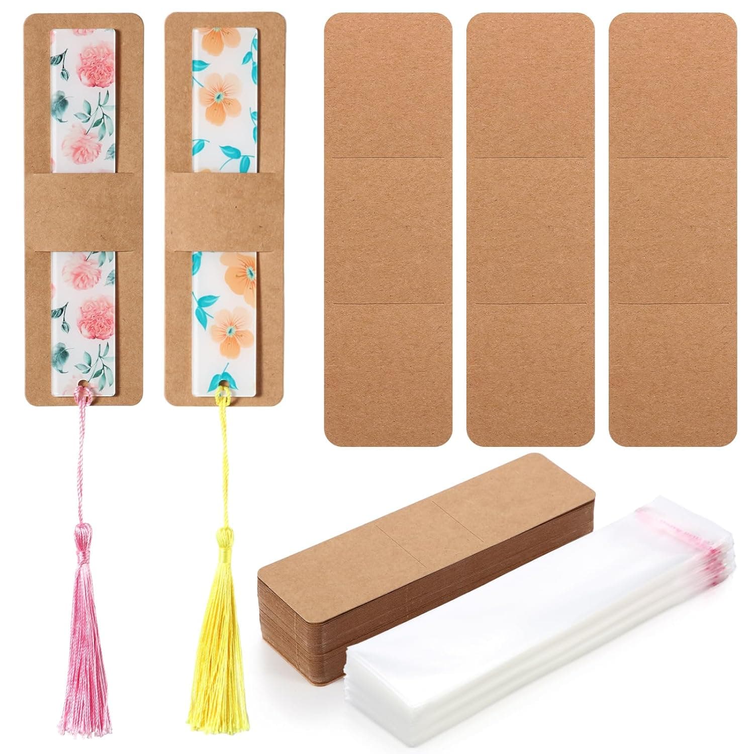 200 Pcs Bookmark Holder Set Kraft Bookmark Sleeves Transparent Self Adhesive Bag DIY Blank Bookmark Cover Display Cards for Bookmark Wrapping Small Business Packaging Supplies Party Favor Gift | Transparent Self Adhesive Bag, DIY, Blank Cover Display Cards for Wrapping, Small Business Supplies, Reading Party Favor