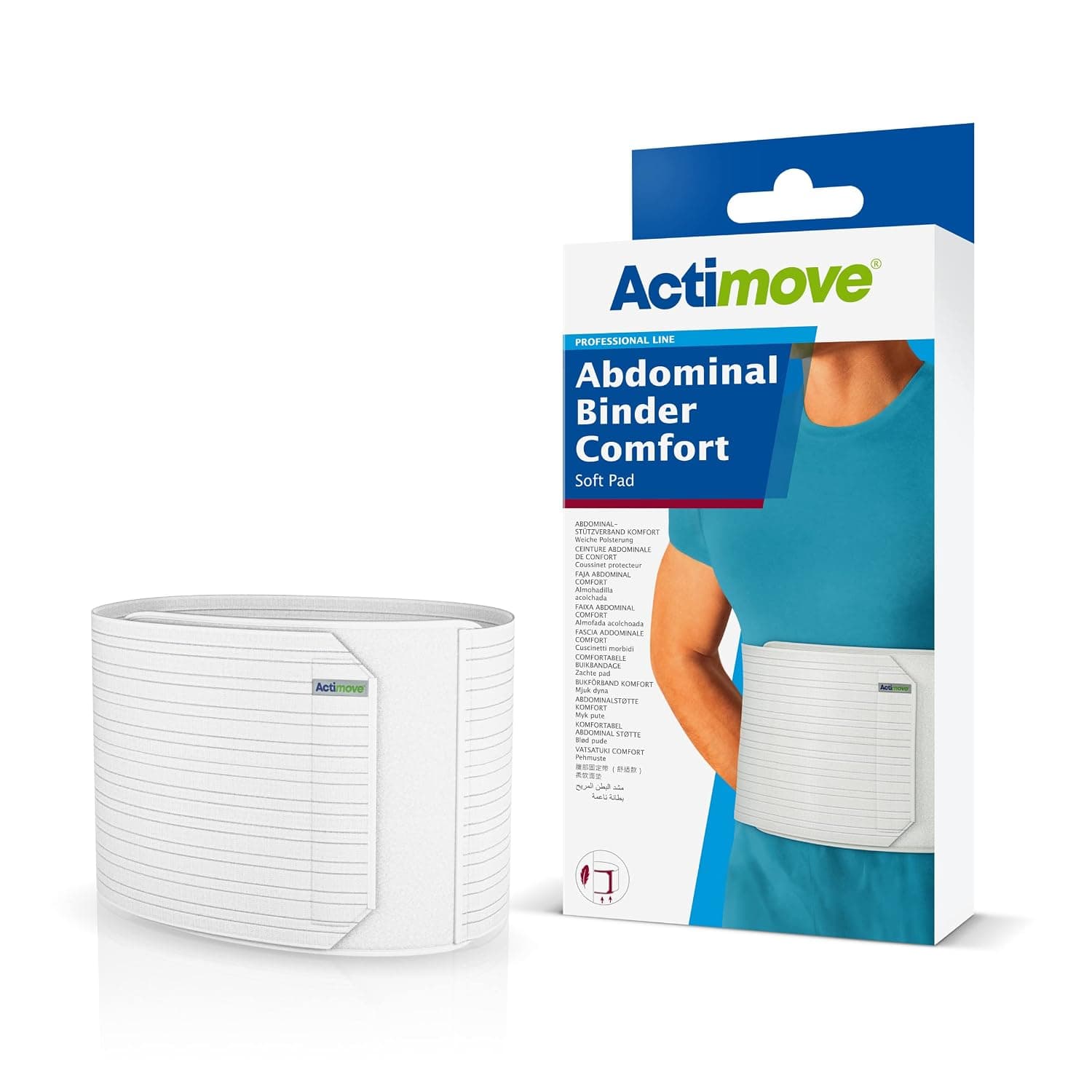 Actimove Abdominal Binder Comfort with Soft Pad, 9" for Shorter Torso, X-Small