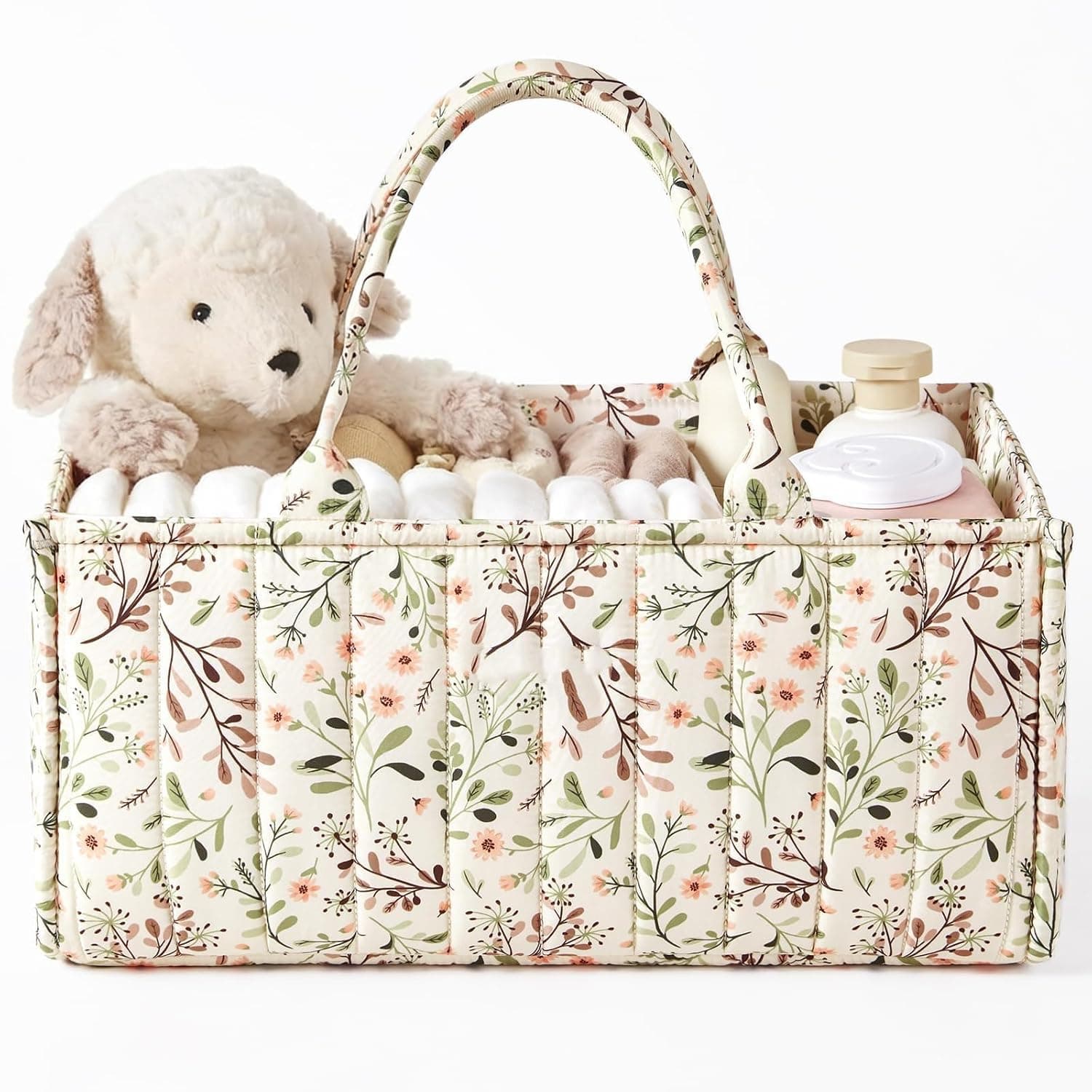Baby Diaper Caddy Organizer - Portable Nursery Storage Basket for Changing Table, Car & Home Use, Multi-Compartment Diaper & Wipes Holder | سلة حفاضات أطفال