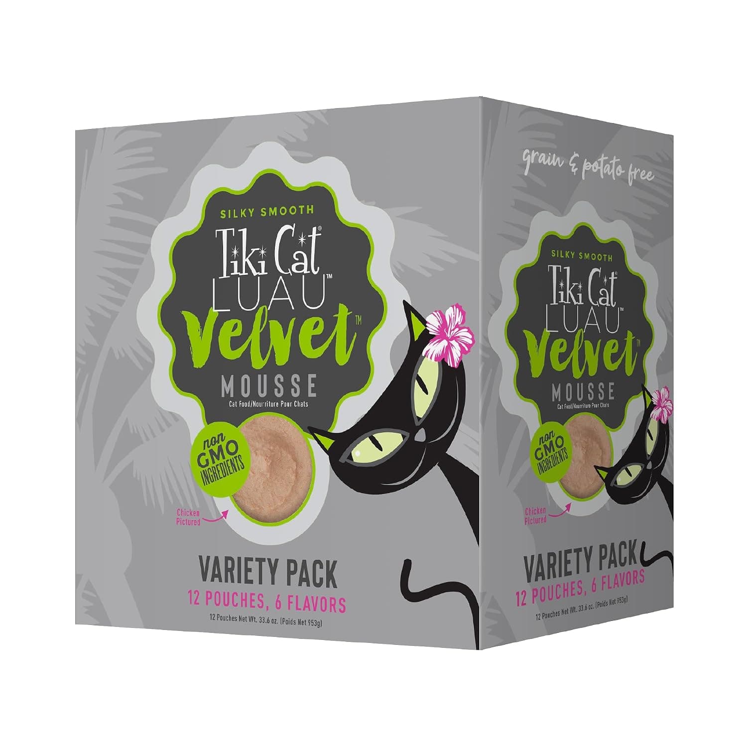 Tiki Cat Velvet Mousse Grain-Free Wet Food with a Silky-Smooth Texture for Adult Cats & Kittens, 2.8oz, 12pk, Variety