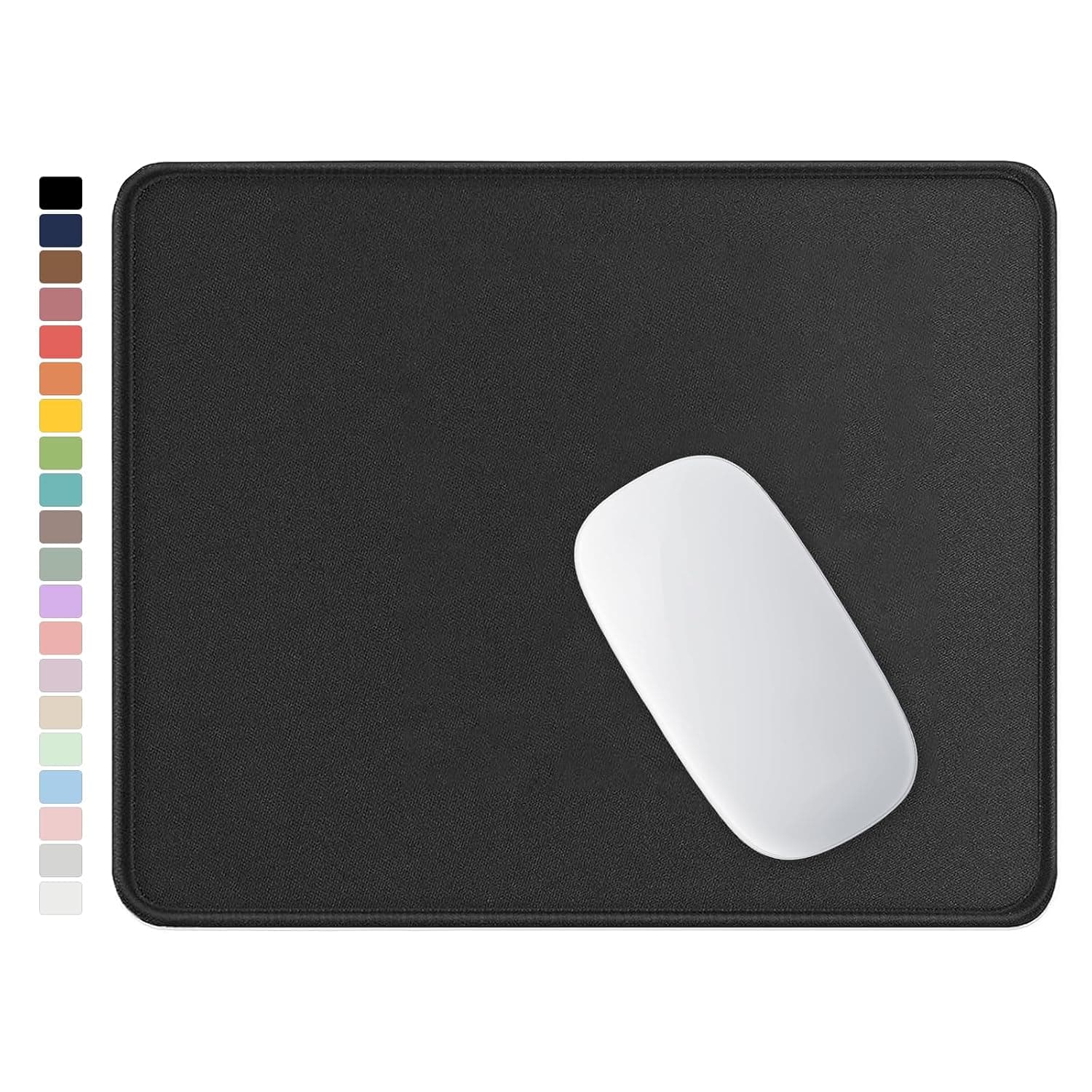 Hsurbtra Mouse Pad, Premium-Textured Square Mousepad 10.2 x 8.3 Inch, Stitched Edge Anti-Slip Waterproof Rubber Pretty Cute Computer Mat for Office Gaming Laptop Women Kids Jet Black