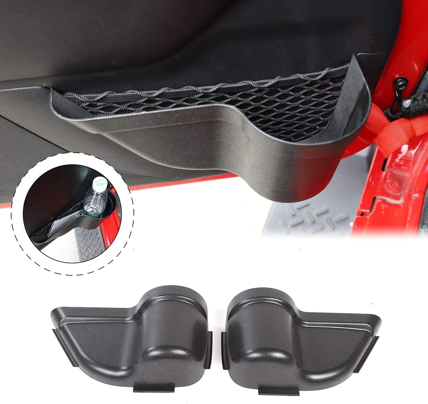 ELECDON DP3 Front Storage Pockets, Side Insert Organizer Box for 2011-2018 Jeep Wrangler JK JKU 2/4 Door, Interior Storage Expansion Accessories, Black, 2PCS (Latest Upgraded Version)