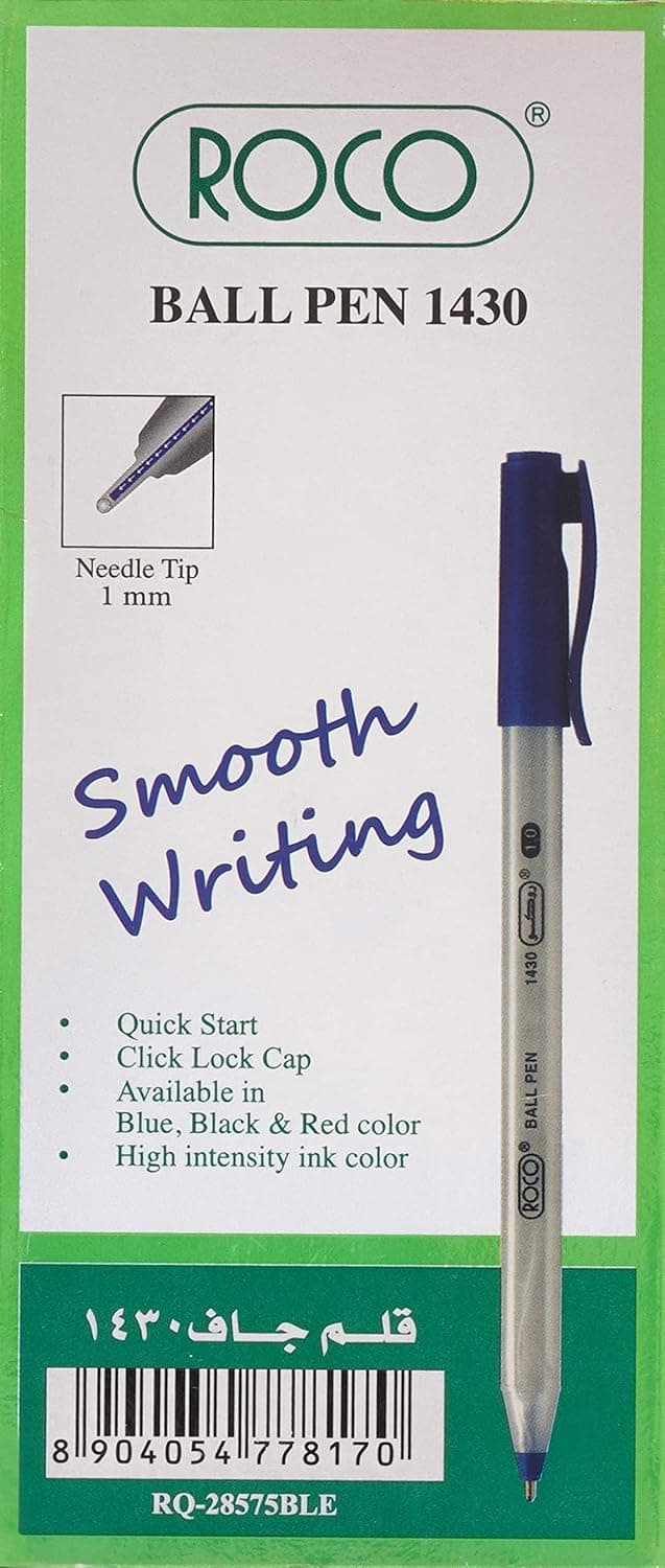 Roco 1430 Rollerball Pen, Blue Ink Color, 1 mm (Medium), Ballpoint, 10 Pens
