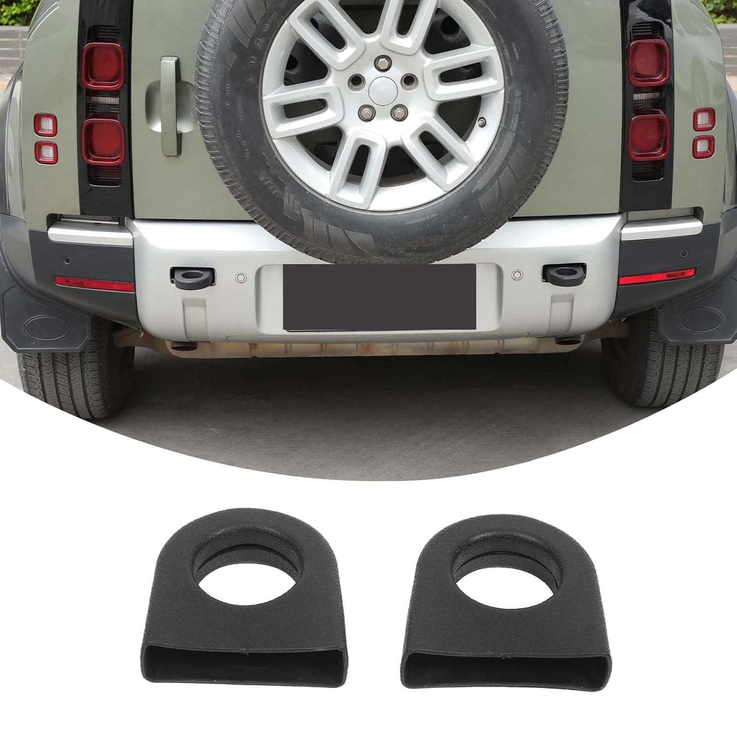 Tow Hook Covers Compatible with Land Rover Defender 90 110 130 2020-2025, Rear Bumper Tow Hook Protector Rubber Cover Exterior Trailer Hitch Protection Accessories, 2PCS (Black)