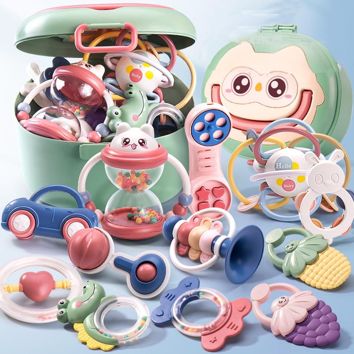 12PCS Baby Rattles Toys Set Infant Toys for 0-3 Months Baby Toys 3-6 Months Newborn Toys, Infant Shaker Grab and Spin Rattles Toy for Babies 0-6-12 Months