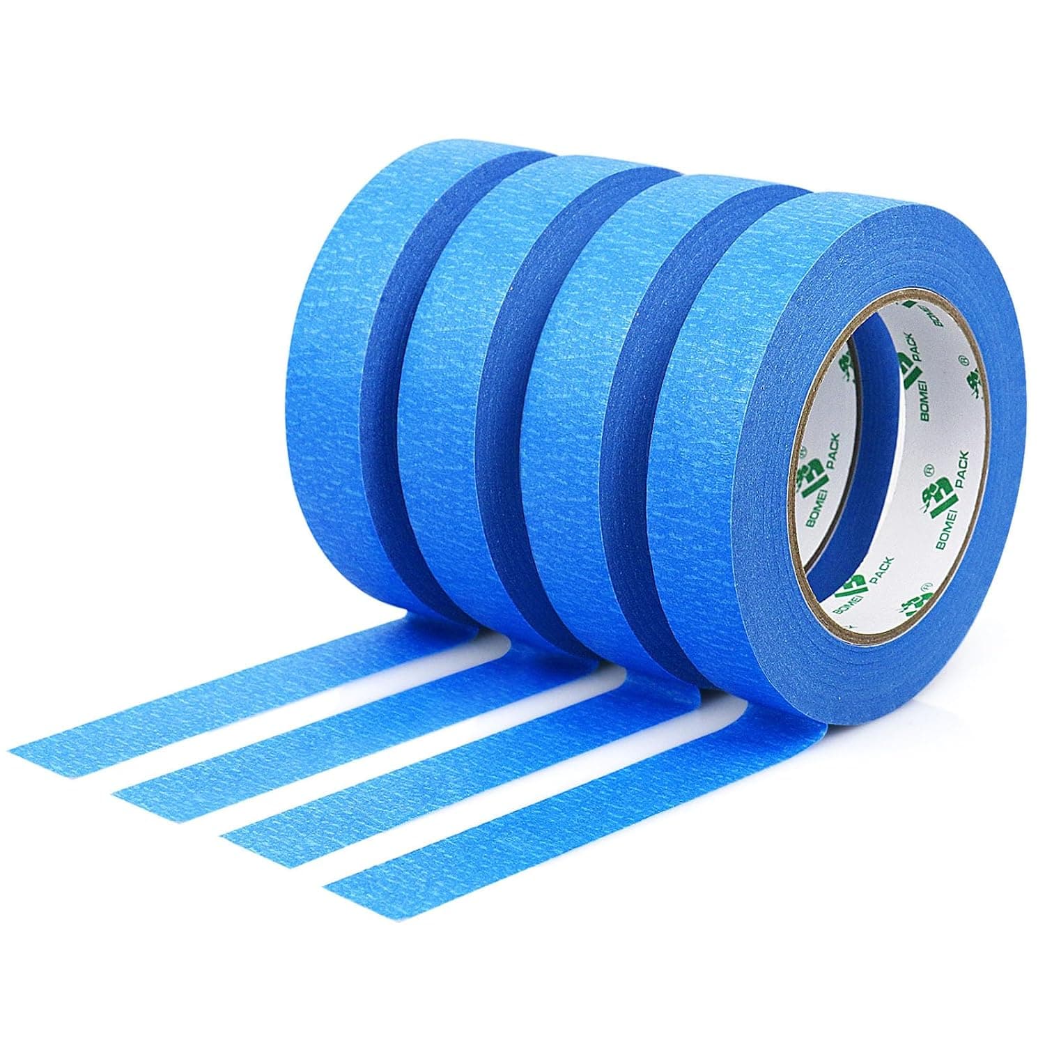 Blue Painters Decorating Masking Crepe Paper Tape for Painting Frame Lines Shaping,Crafts Spraying and DIY Paint Masking Tape,No Residue Easy Removal,4 Pack,0.94 Inch x 55Y