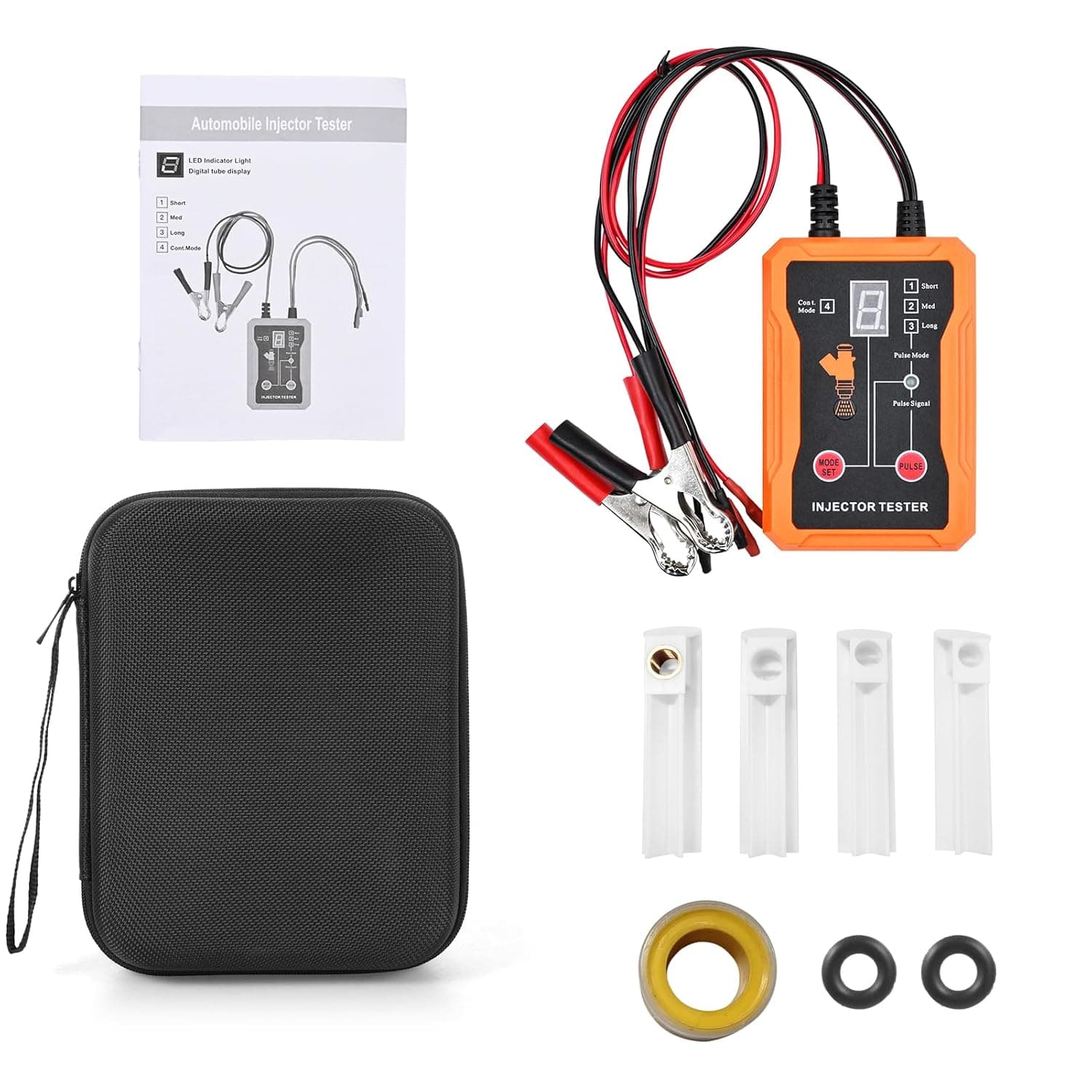 Generic Universal Fuel Injector Tester and Cleaner Tool Kit 8 Pulse Modes Short Circuit Protection for Automobile Diagnosis Cleaning Tool 12V Car Fuel Injector Tester for Most Vehicle (White)