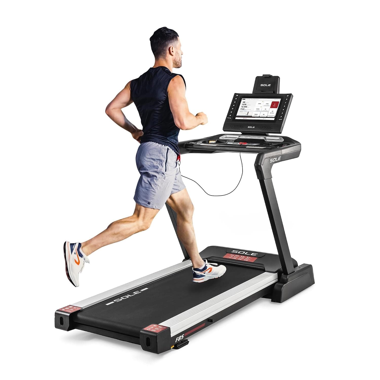 Sole Fitness F85-ENT Treadmill – 22" x 60" Running Deck, 15.6" Touchscreen Console, Incline & Decline Training, Ultimate Deck Cushioning, Home Gym Foldable Design