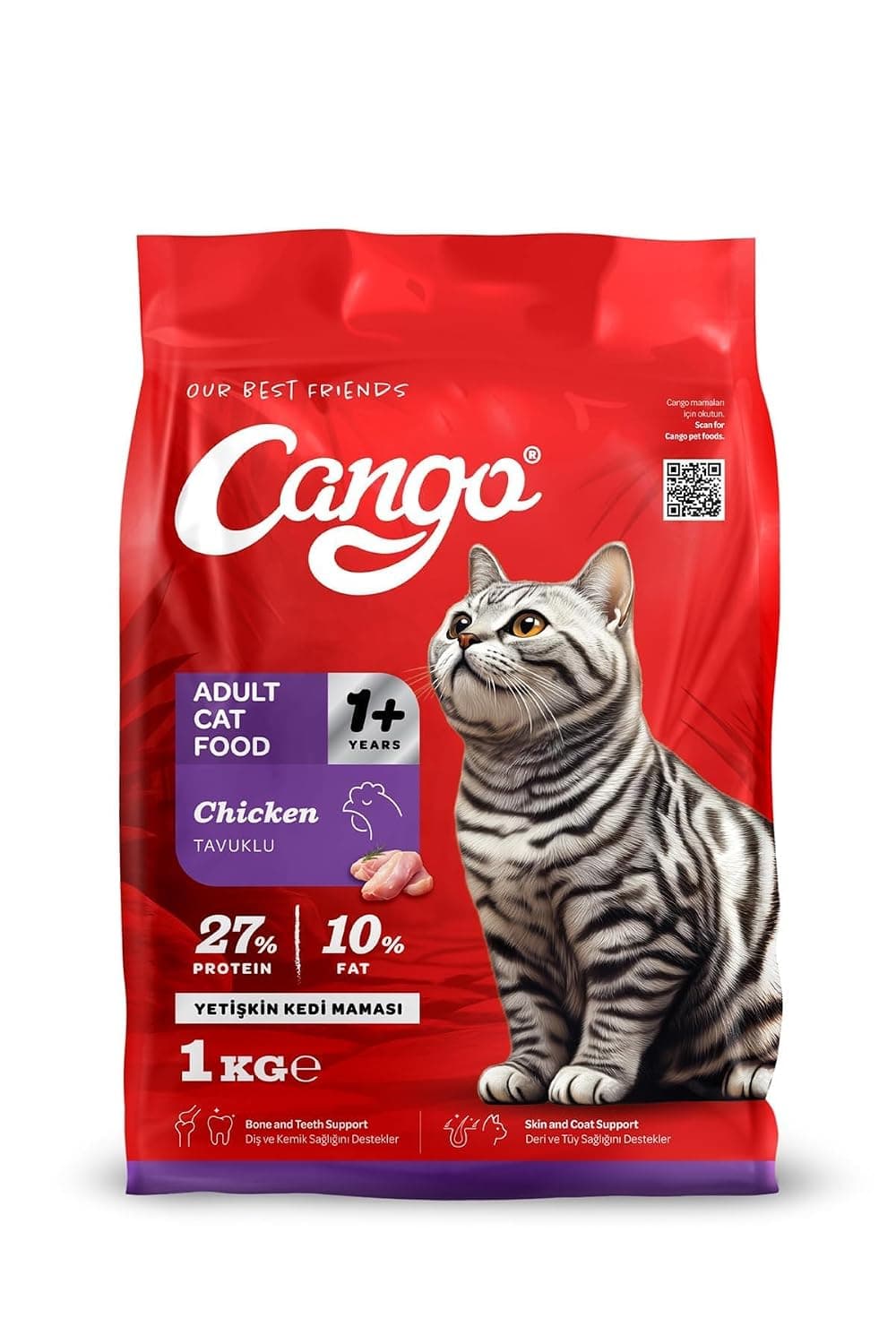Cango Adult Cat Food - Chicken Recipe, 1 Kg – Complete Nutrition for Healthy Adult Cats