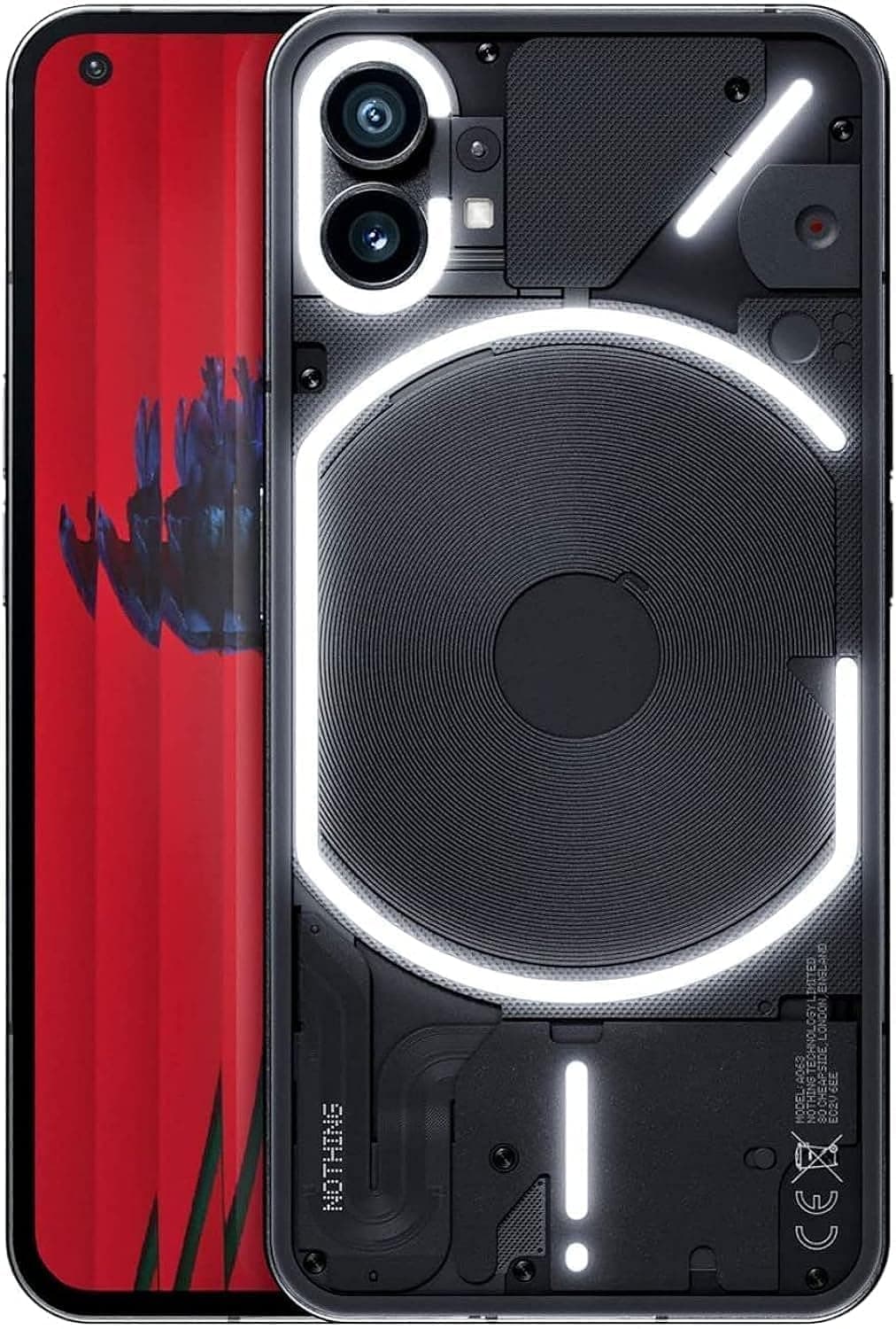 NOTHING PHONE (1), SNAPDRAGON, 6.55" OLED, 8GB, 256GB, DUAL SIM, 5G, 50 MP CAM, GLUPH, SMARTPHONE BLACK