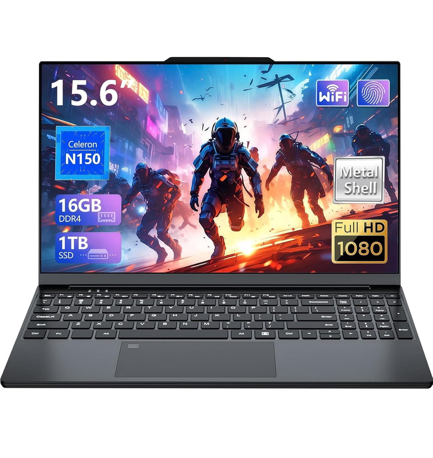 AVENKA Gaming Laptop, Laptop Computer with Twin Lake N150 CPU (up to 3.6GHz), Lap top with 16GB RAM 1TB SSD, 15.6" IPS 1080P, WiFi 5, BT 4.2, Backlit Keyboard Fingerprint, Win 11 Pro, Metal Body