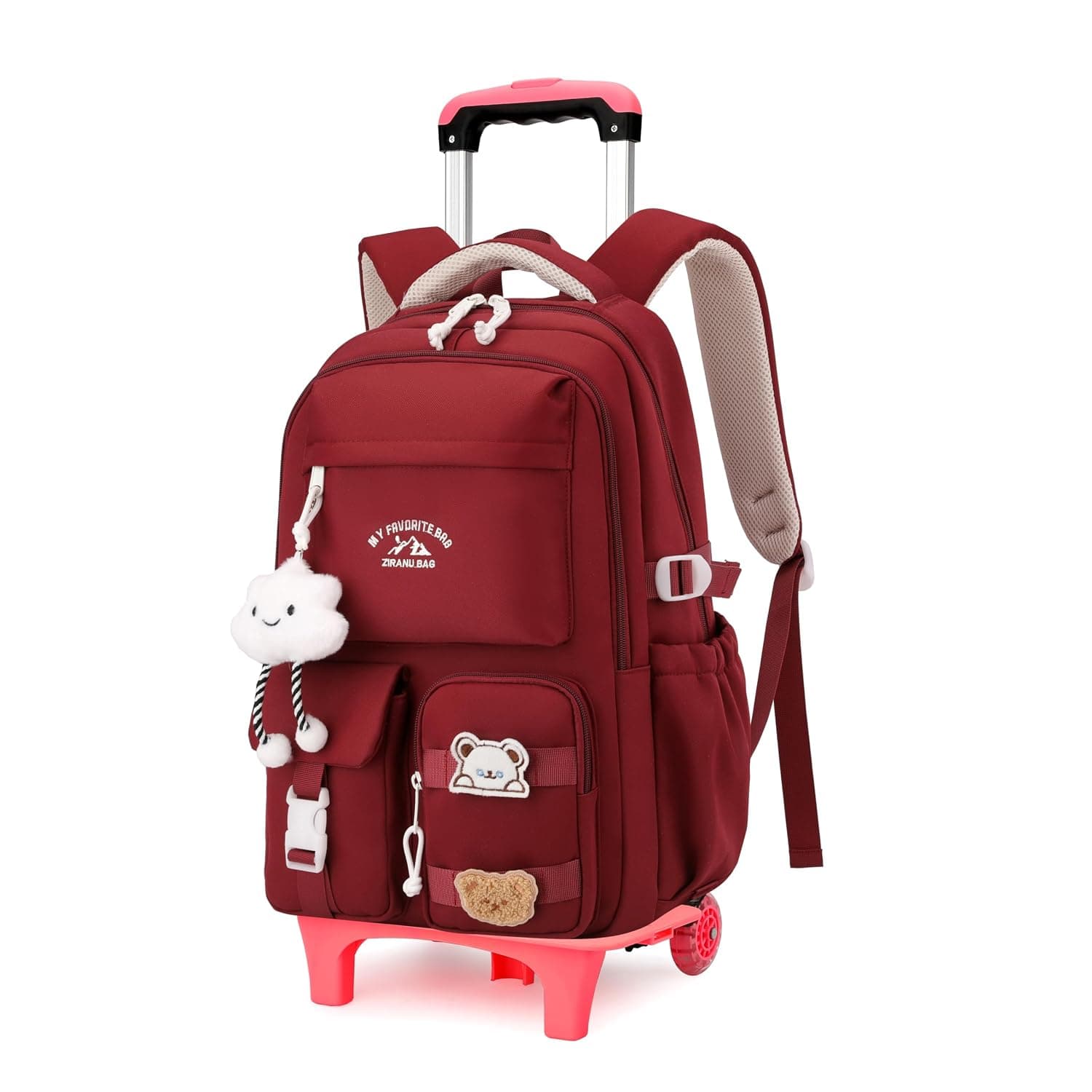 Girls Boys Rolling Backpack with Wheels, Kids Wheeled Backpack for School, Girls Roller School Bag Trolley Bookbag