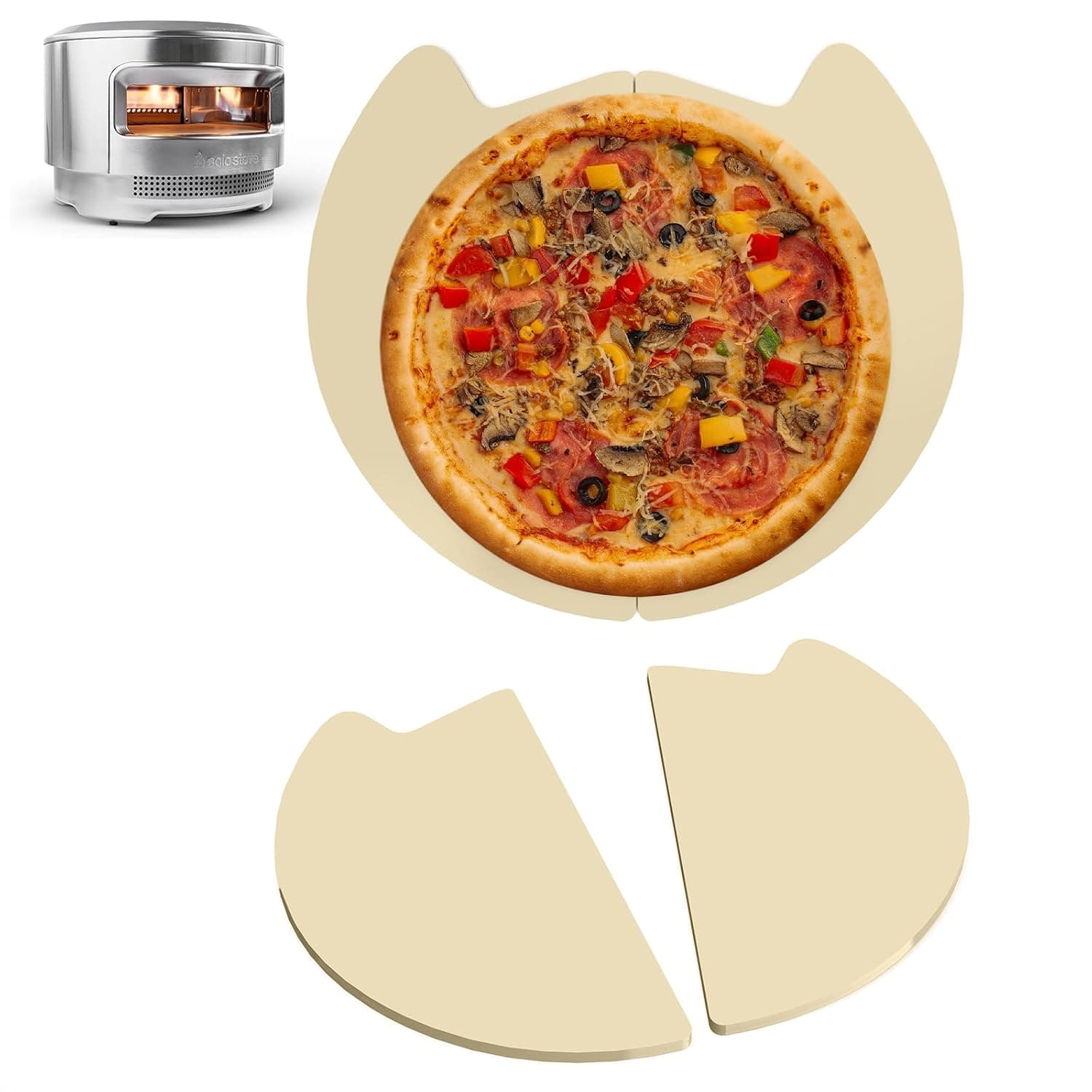"Wings Pizza Stone for Solo Stove Pi Prime Pizza Oven Outdoor, Replacement Part for Gas Pizza Oven Propane, Durable Cordierite Cooking Stone for Solo Stove & Most other Ovens/Grills, 13''L x 12.7''W"