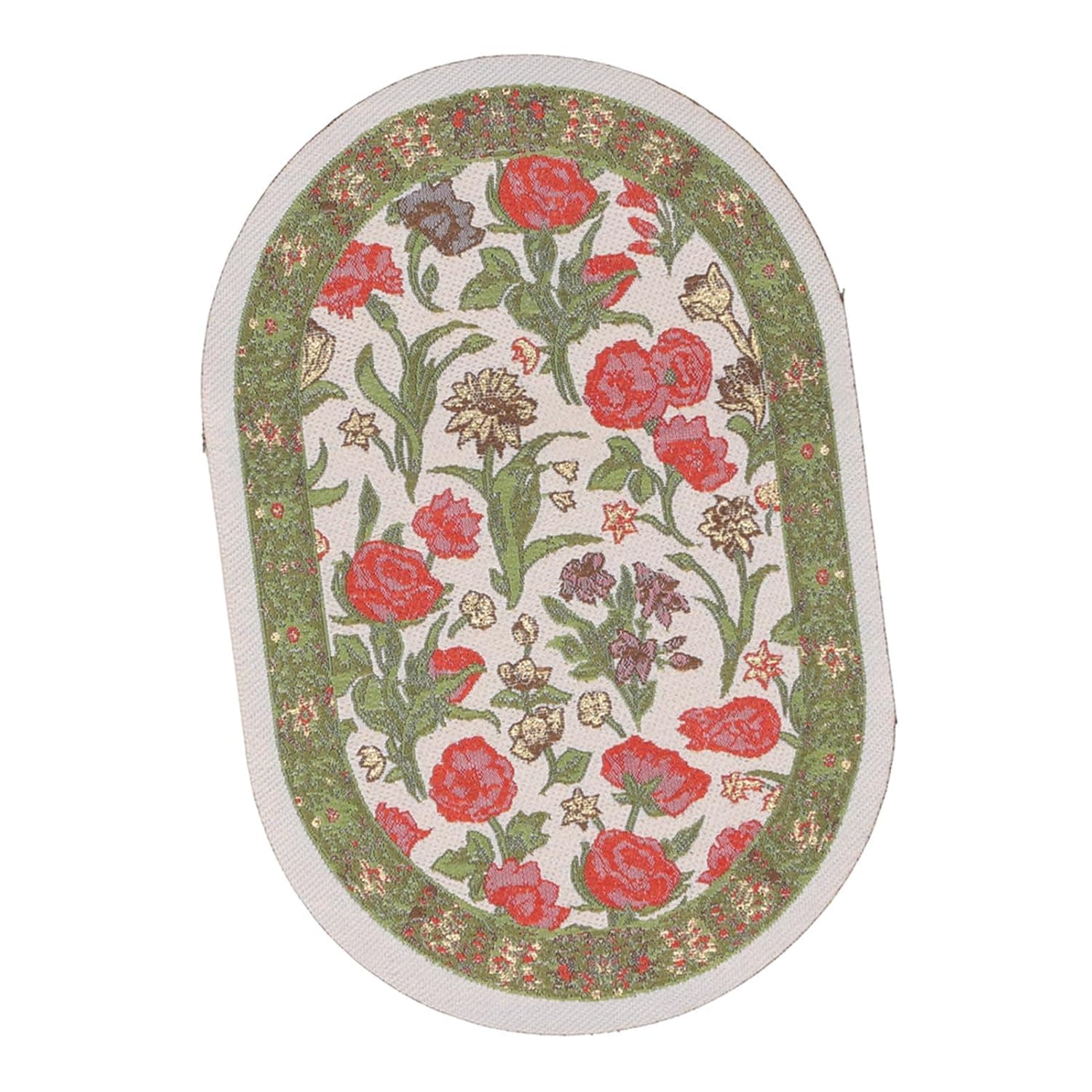 TOPINCN Mini Vintage Woven Carpet Dollhouse Decoration Accessories for Doll House Floor Mats Oval, Colorful and Retro Miniature Rug 5.9in Dollhouse Living Room Bedroom Hall Dining Room (B01 Green
