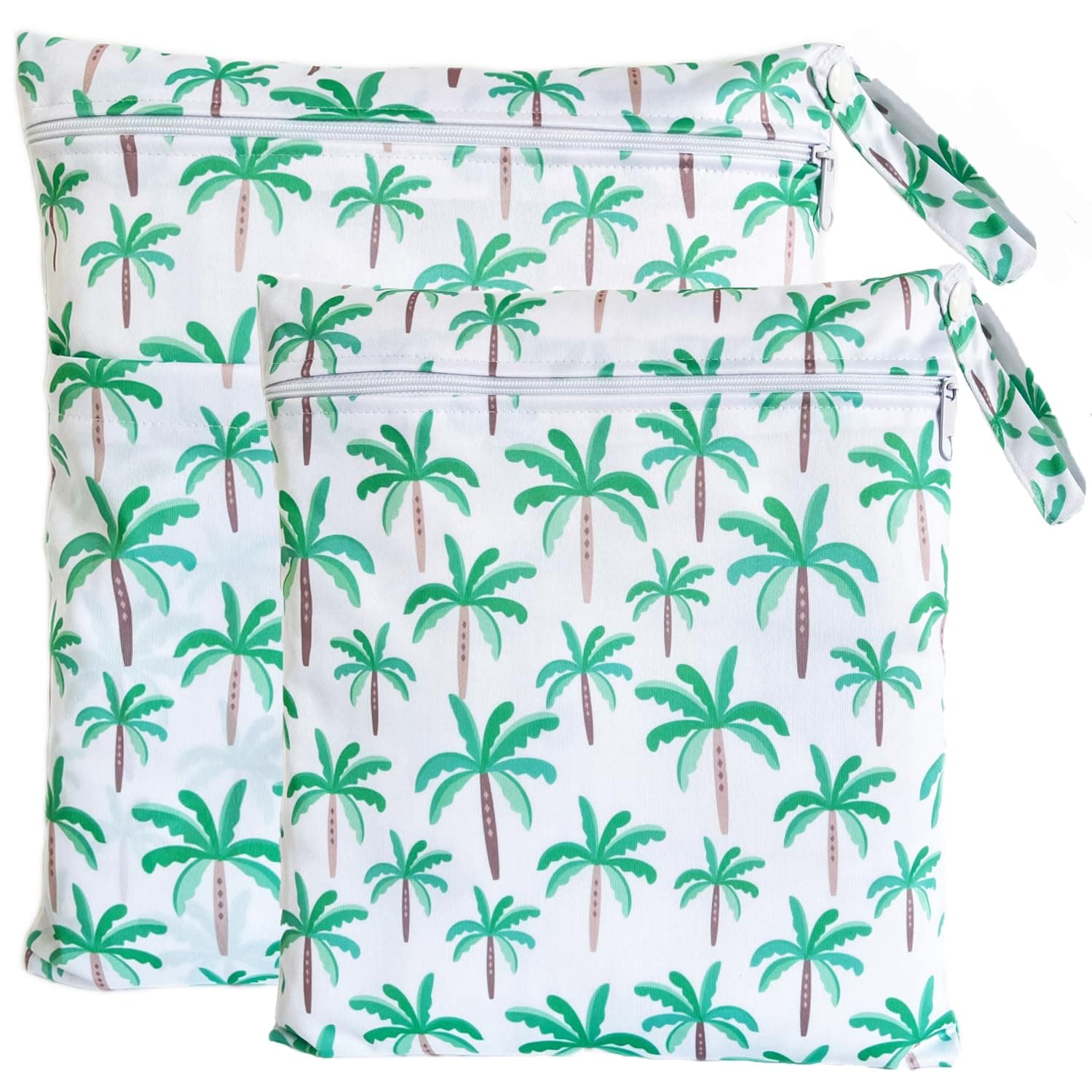 TRASUN Wetbag Nursery Wet Bag Nappy Bags Swimming Equipment Wet and Dry Changing Bag Pack of 2 Waterproof Washable Wet Bag Organiser for Toddlers, Coconut tree, 2er-Pack, Modern