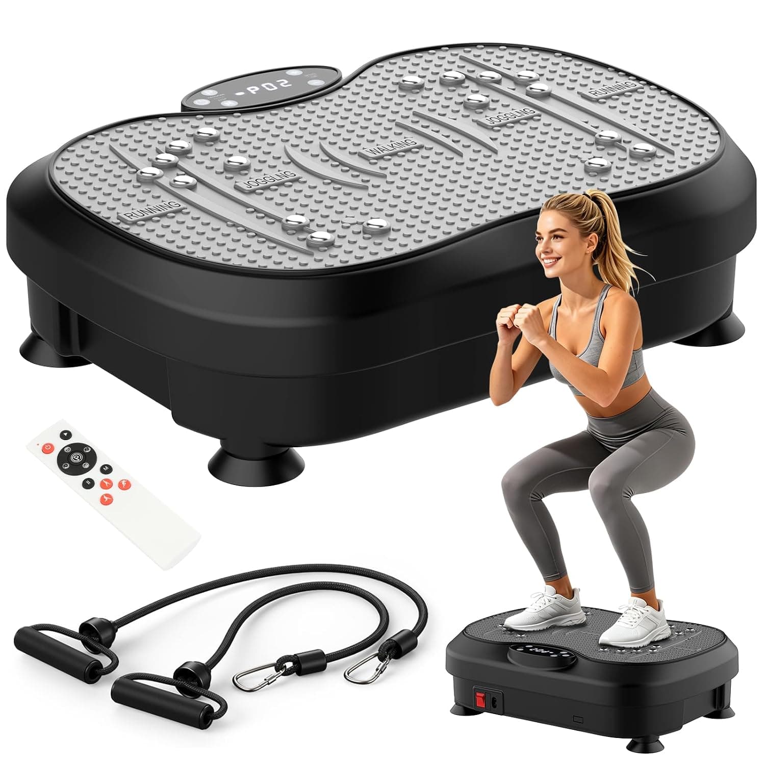Vibration Plate Exercise Machine for Lymphatic Drainage, Whole Body Fitness Workout Equipment Stand Shake Board Sport Gym for Weight Loss Fat Burner for Women Men