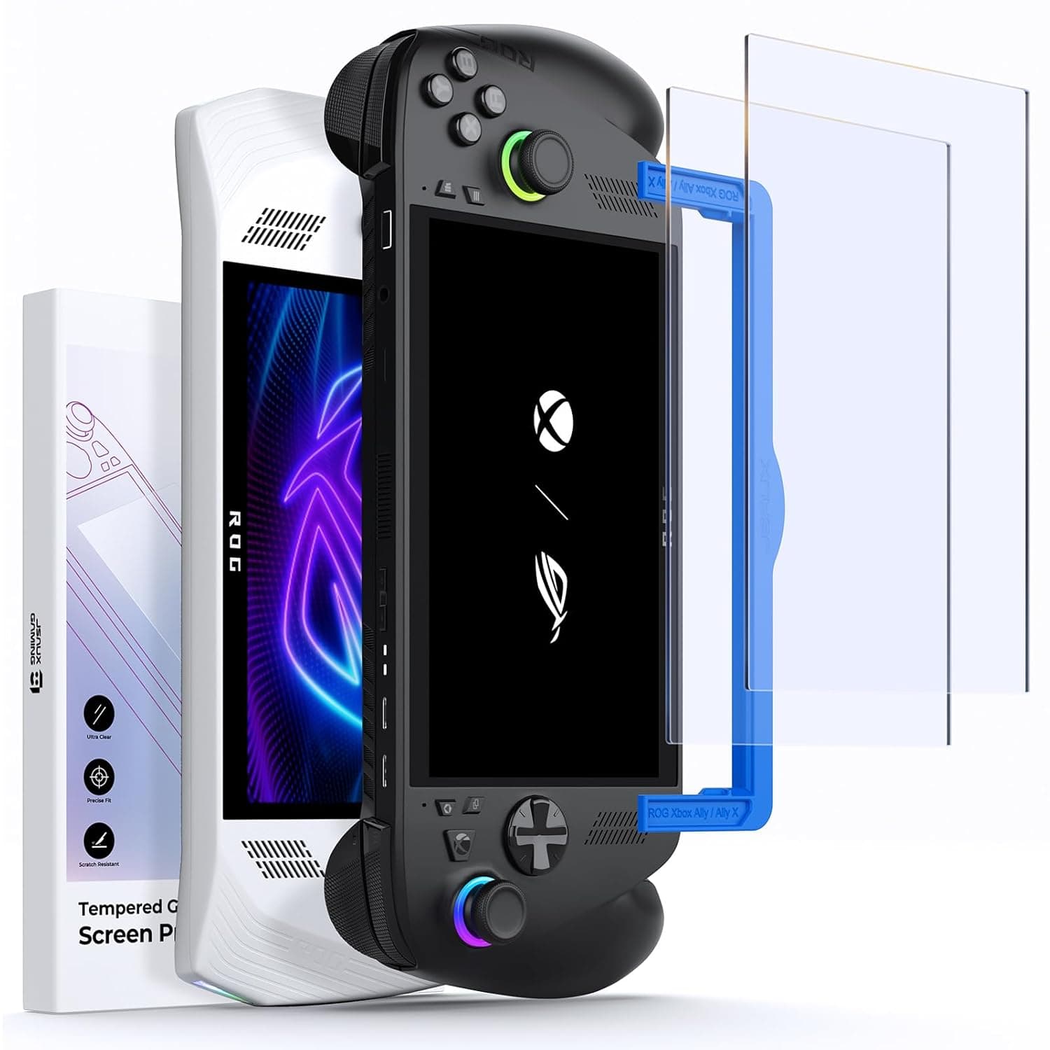 JSAUX Anti-Glare Screen Protector for ROG Xbox Ally/ROG Xbox Ally X (2025) / ROG Ally 2-Pack, Matte 9H Hardness Tempered Glass with Guide Frame, 7" Anti-Scratch Screen Protector for ASUS ROG Ally X