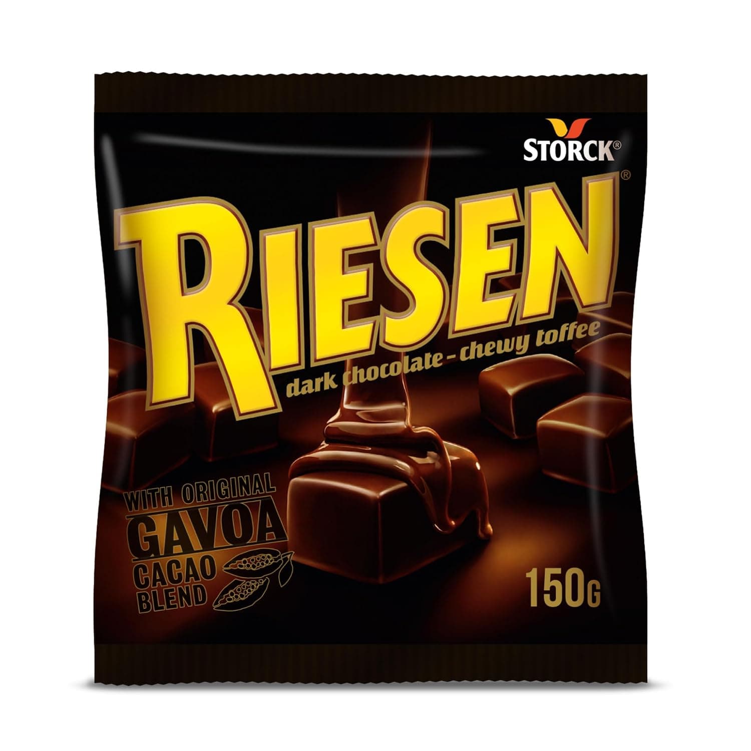 Storck Riesen Dark Chocolate Chewy Toffee 150g, Candies with Rich Delicious Chocolate Caramel Toffee Center
