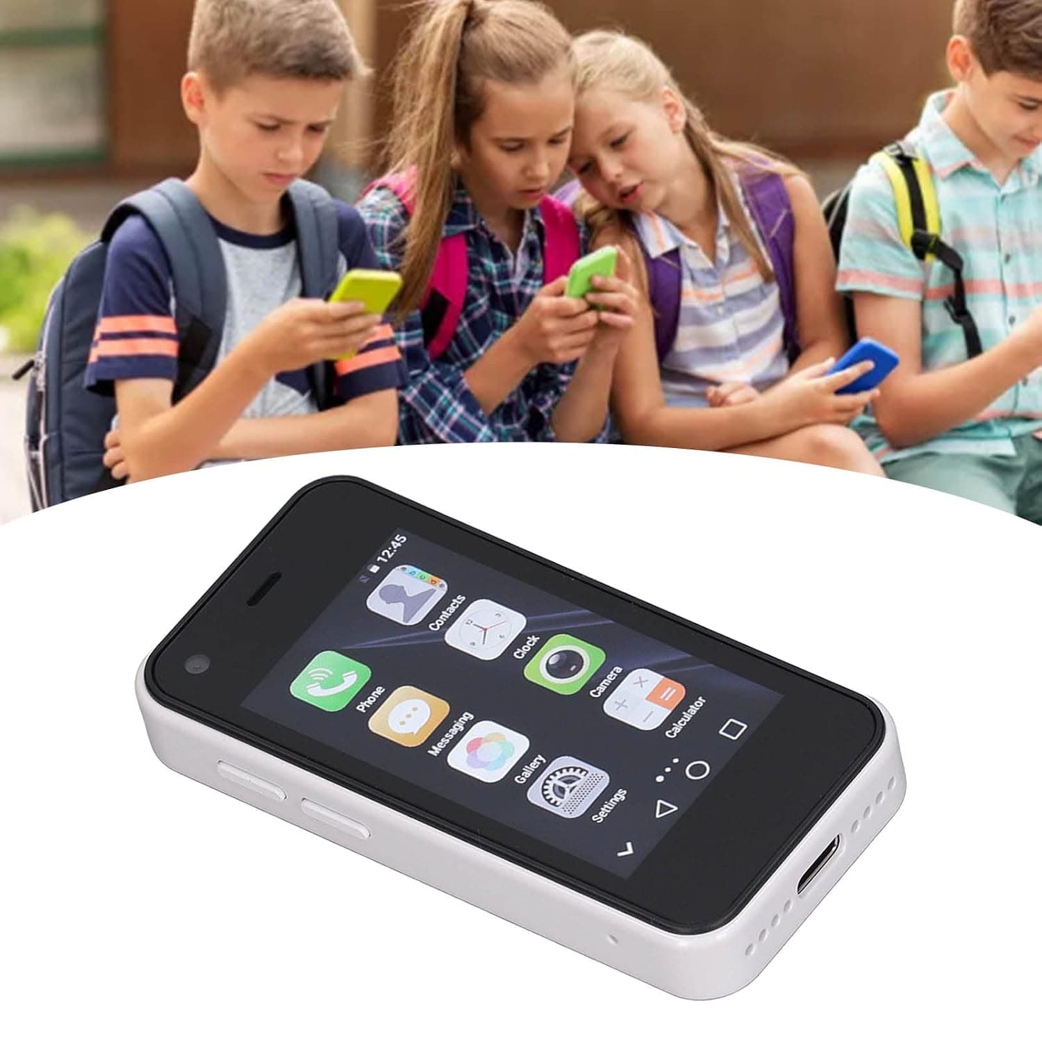 XS13 Mini Smartphone for Kids, 3G 2.5Inch Student Pocket Cellphone, 1GB RAM 8GB ROM 5MP Quad Core Dual SIM Cell Phone for Android, GPS Navigation, MP3, MP4, Calculator (Pearl White)