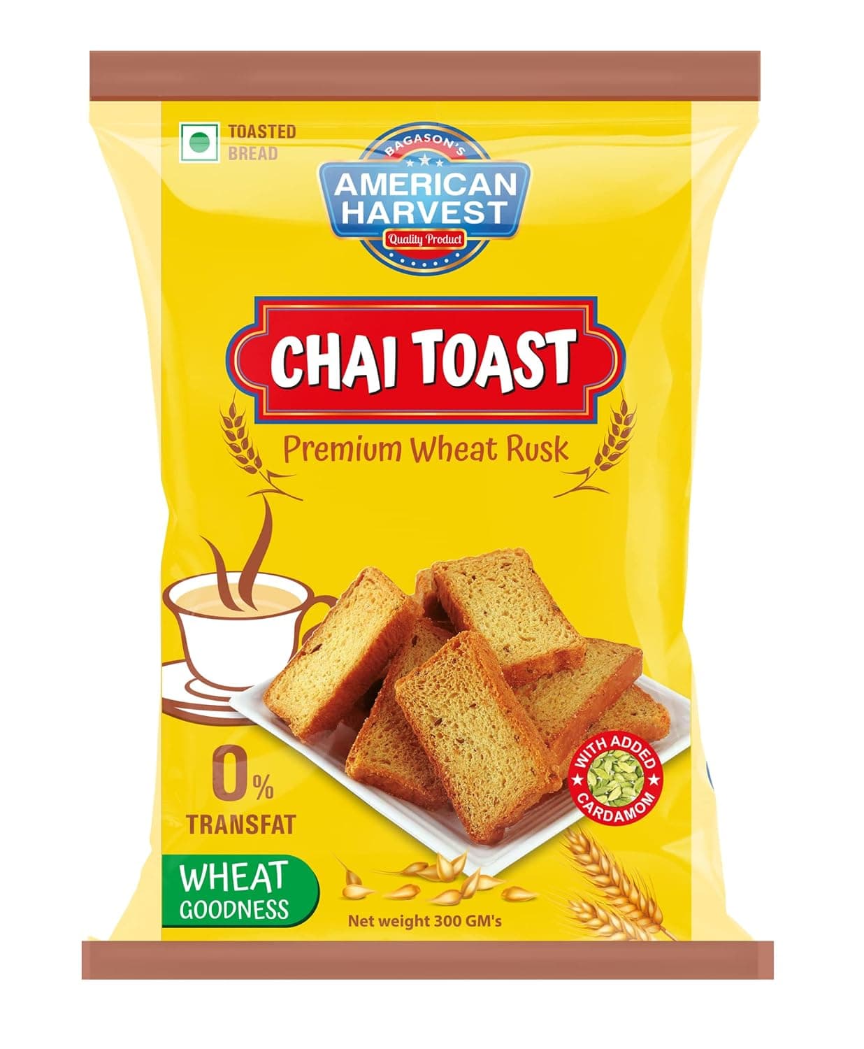 American Harvest Chai Toast Premium Wheat Rusk with Added Cardamom, 300 gm