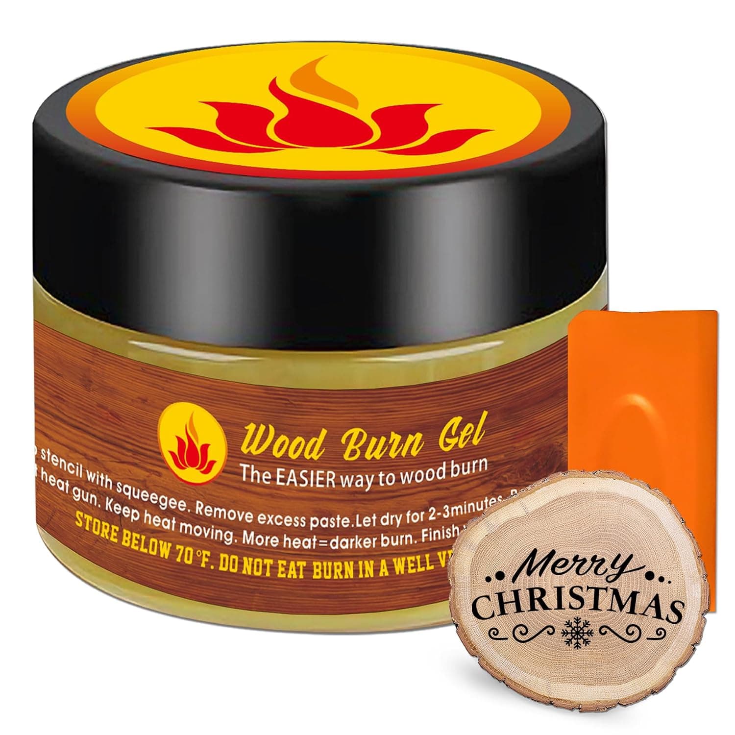 1DFAUL Wooden Burning Paste, 4 OZ Wood Burn Gel with Silicone Squeegee | Create Beautiful Art in Minutes, Personalize Your Craft, for Crafting, Drawing & DIY Arts