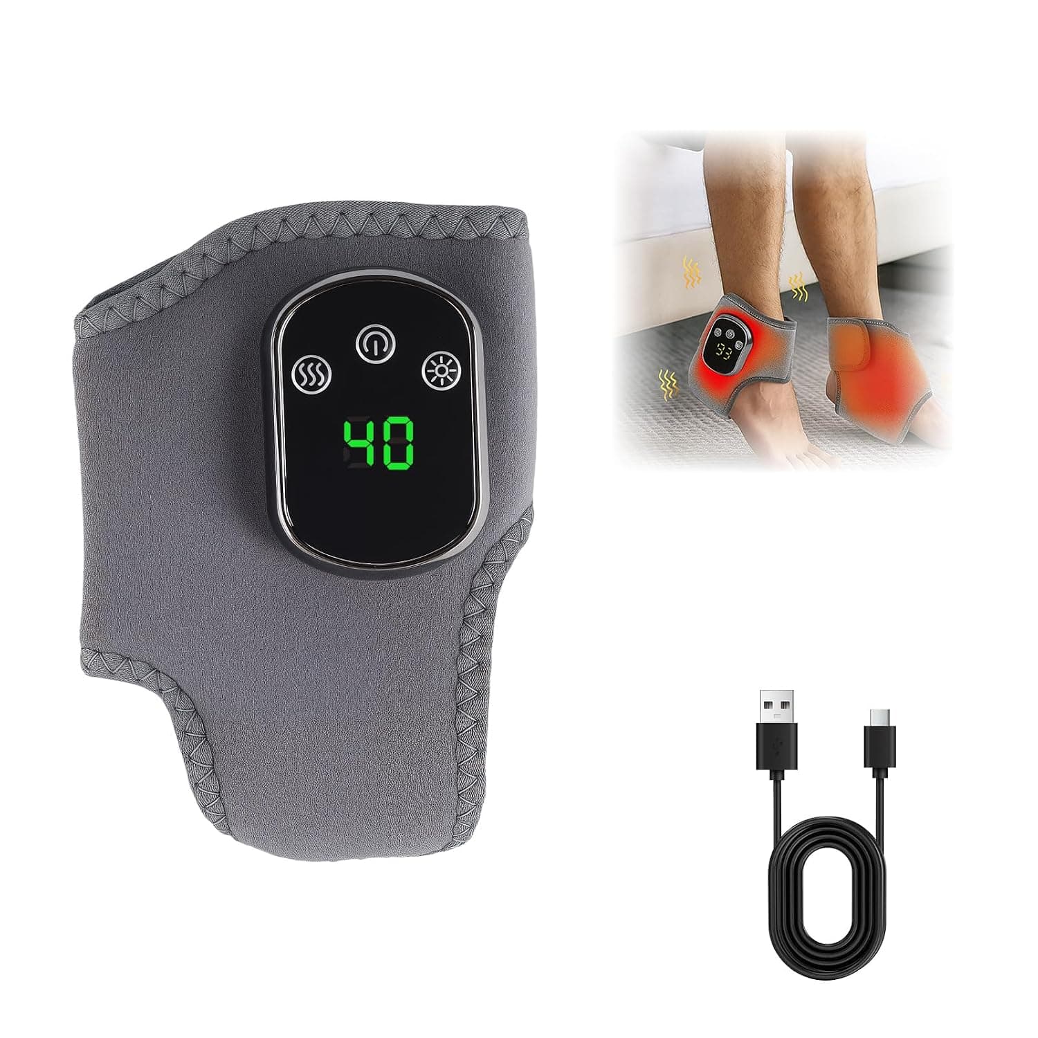 3-in-1 Electric Foot Massager - Foot Massager Blood Circulation with 3 Modes, 5 Heat Levels, Massage for Feet with Hot Compress Function, Massager Foot Massage for Feet Legs (1 Pack)