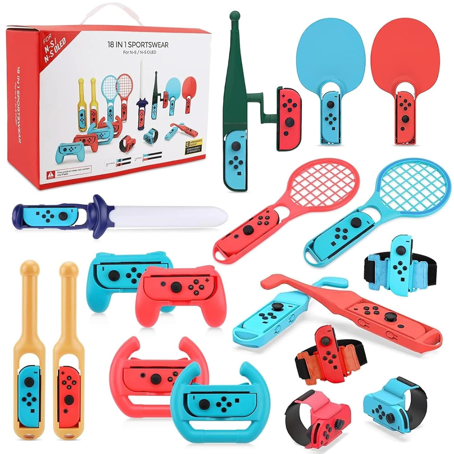 MOTIM 18 in 1 Switch Sport Accessories Bundle, Family Bundle Accessory Kit for Switch Sports Games
